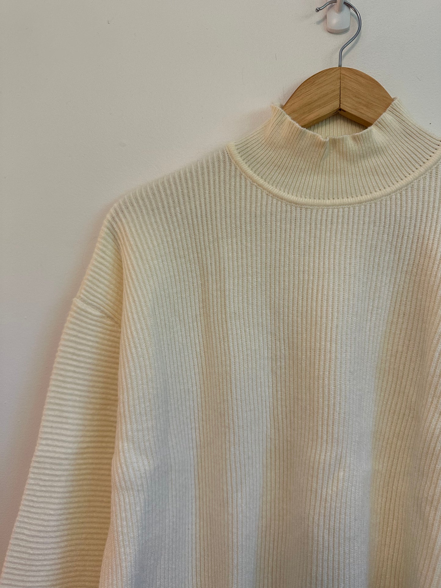 Mod Ref Cream Ribbed Mock Neck Oversized Sweater | Size Medium