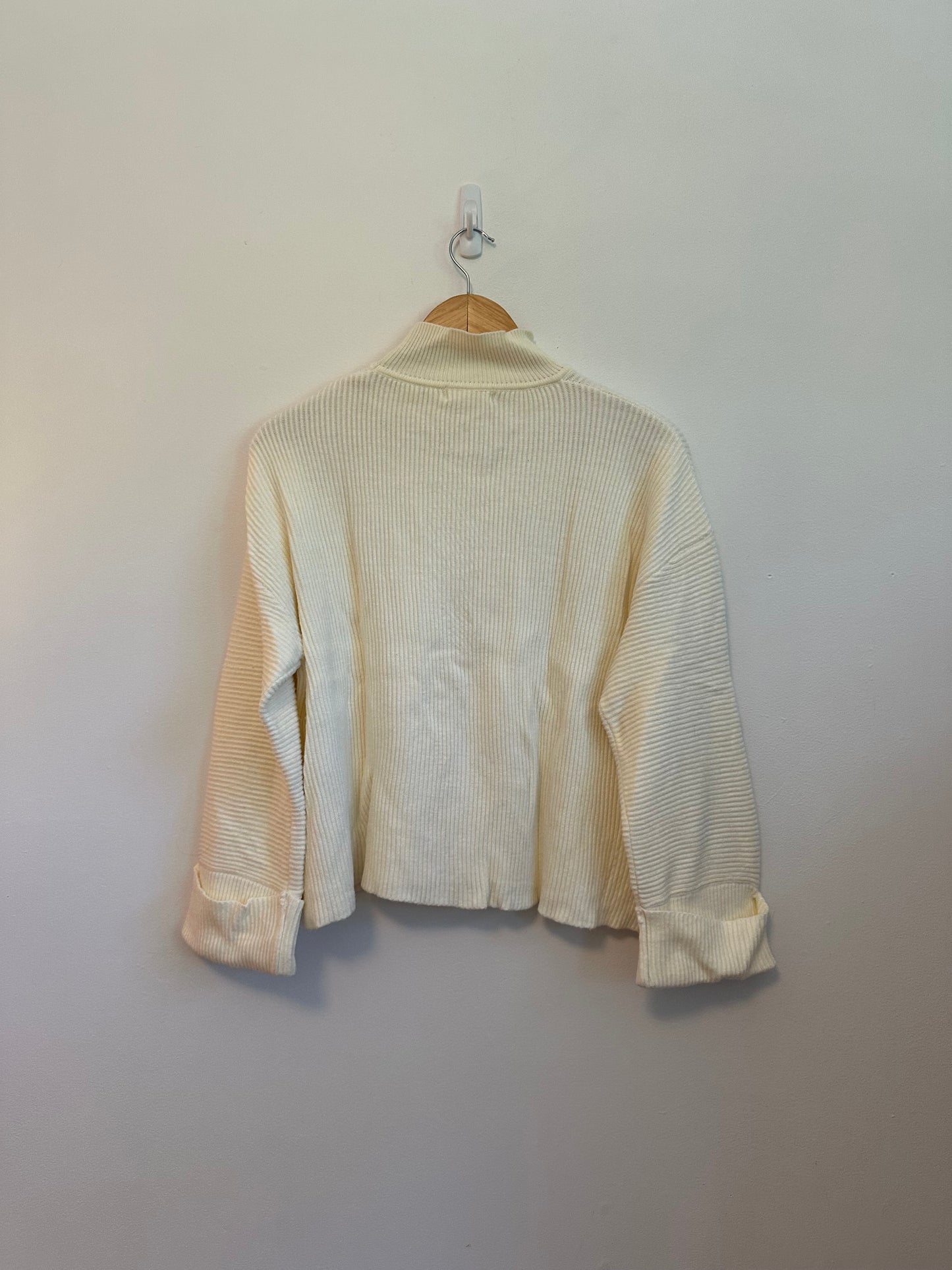 Mod Ref Cream Ribbed Mock Neck Oversized Sweater | Size Medium