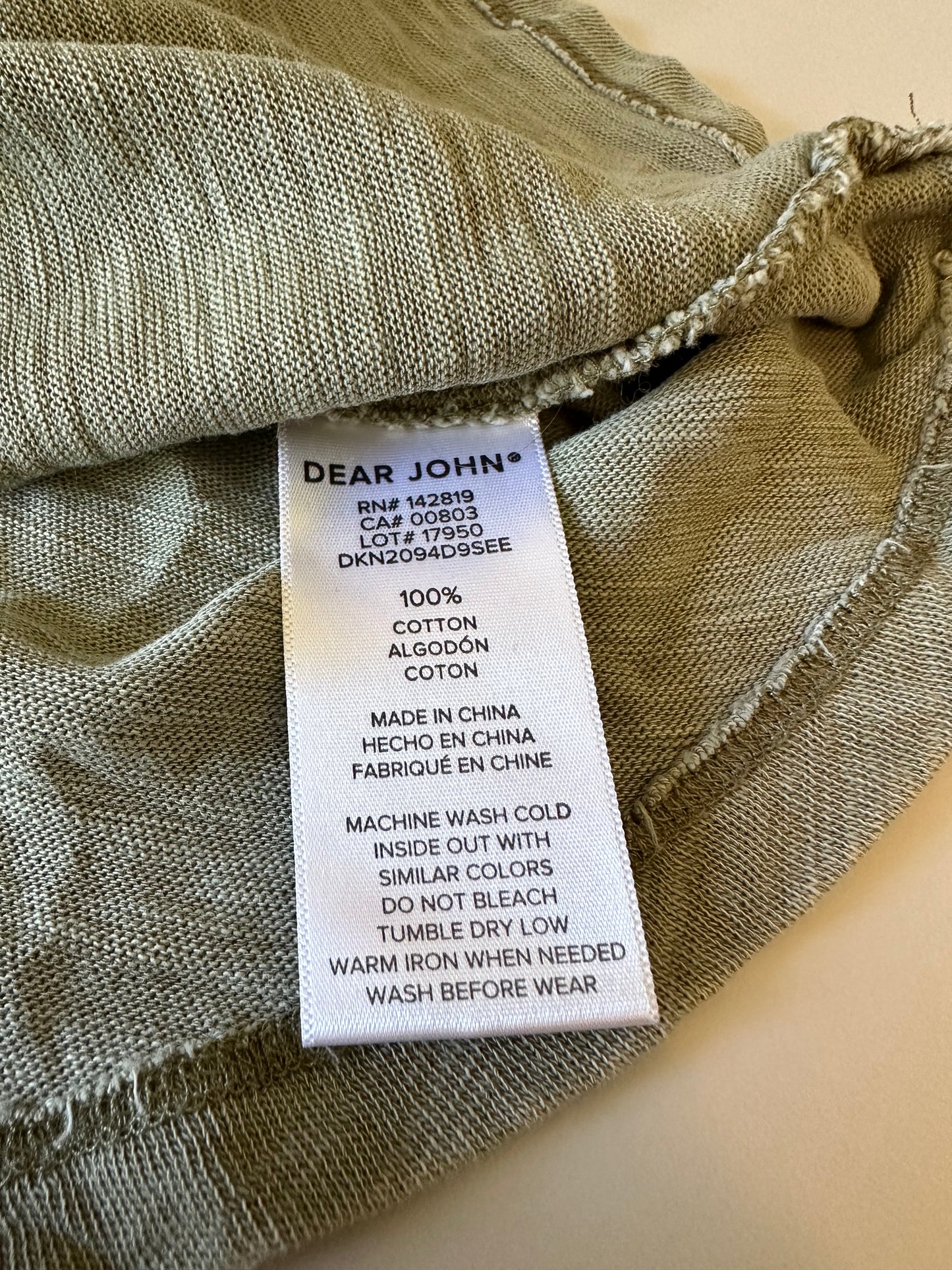 Dear John Anaya Notch Neck Slub Short Sleeve T-Shirt in Olive Green | Size Small