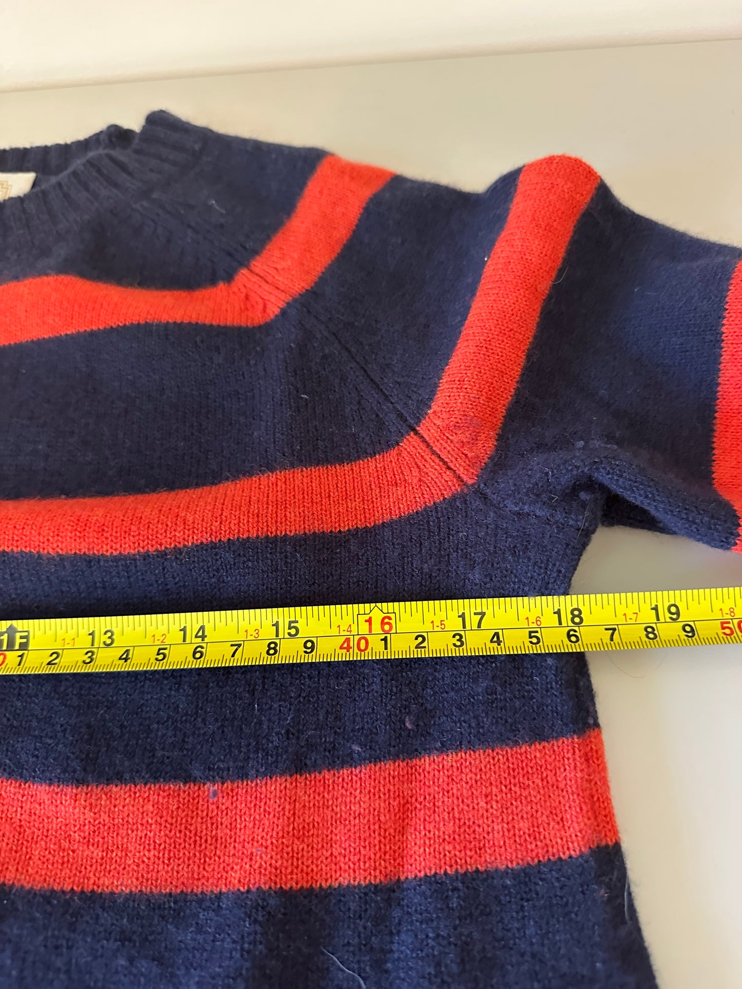 Sail to Sable Cashmere Blend Navy and Red Stripe Side Button Sweater | Small
