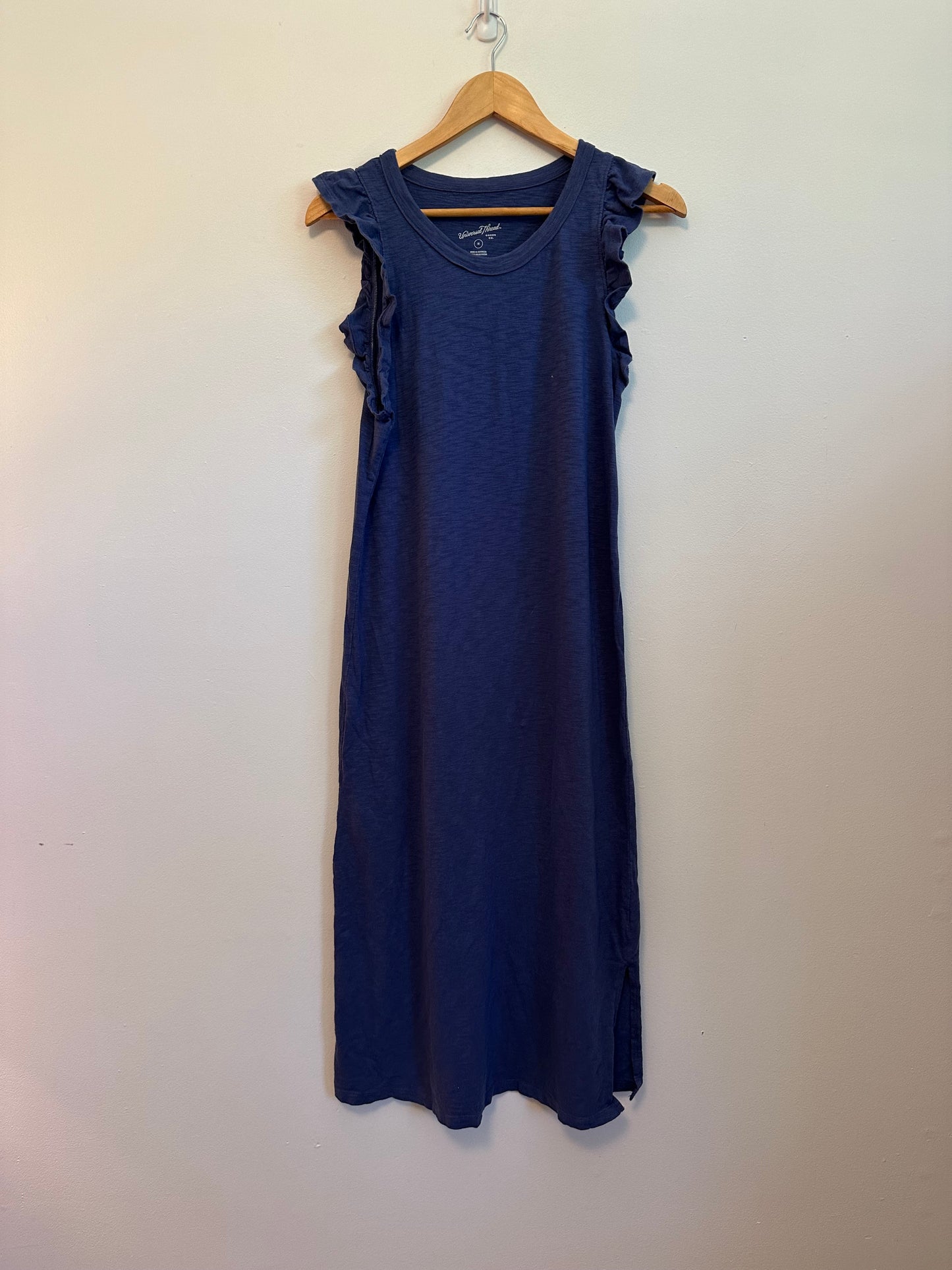 Thread & Supply Cotton Ruffle Sleeve Midi Dress in Purple | Size Medium
