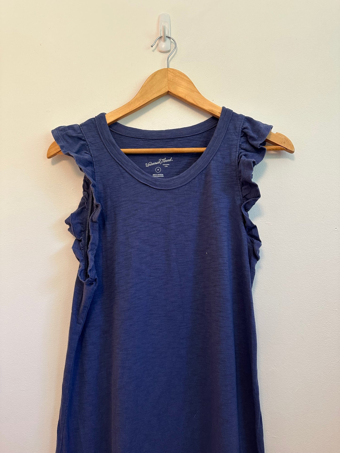 Thread & Supply Cotton Ruffle Sleeve Midi Dress in Purple | Size Medium