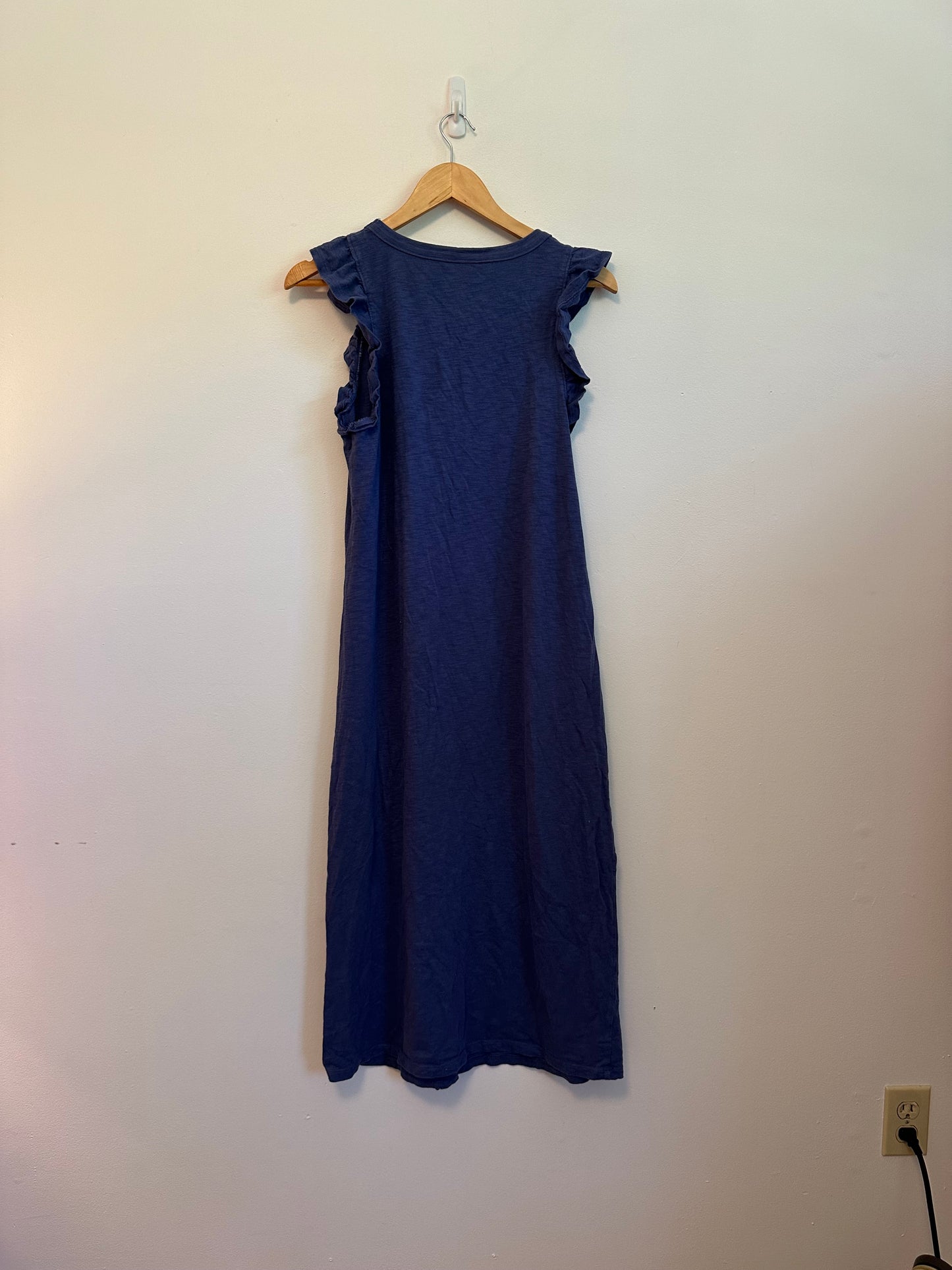 Thread & Supply Cotton Ruffle Sleeve Midi Dress in Purple | Size Medium