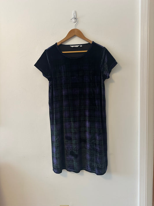 Vineyard Vines Blackwatch Plaid Velvet Madaket T-Shirt Dress | Size Medium