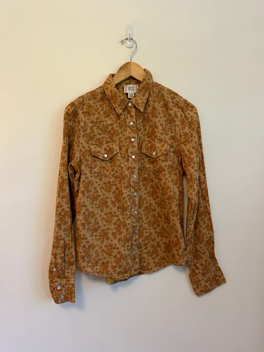 BDG Urban Outfitters Floral Western Snap Front Cotton Shirt | Size Medium