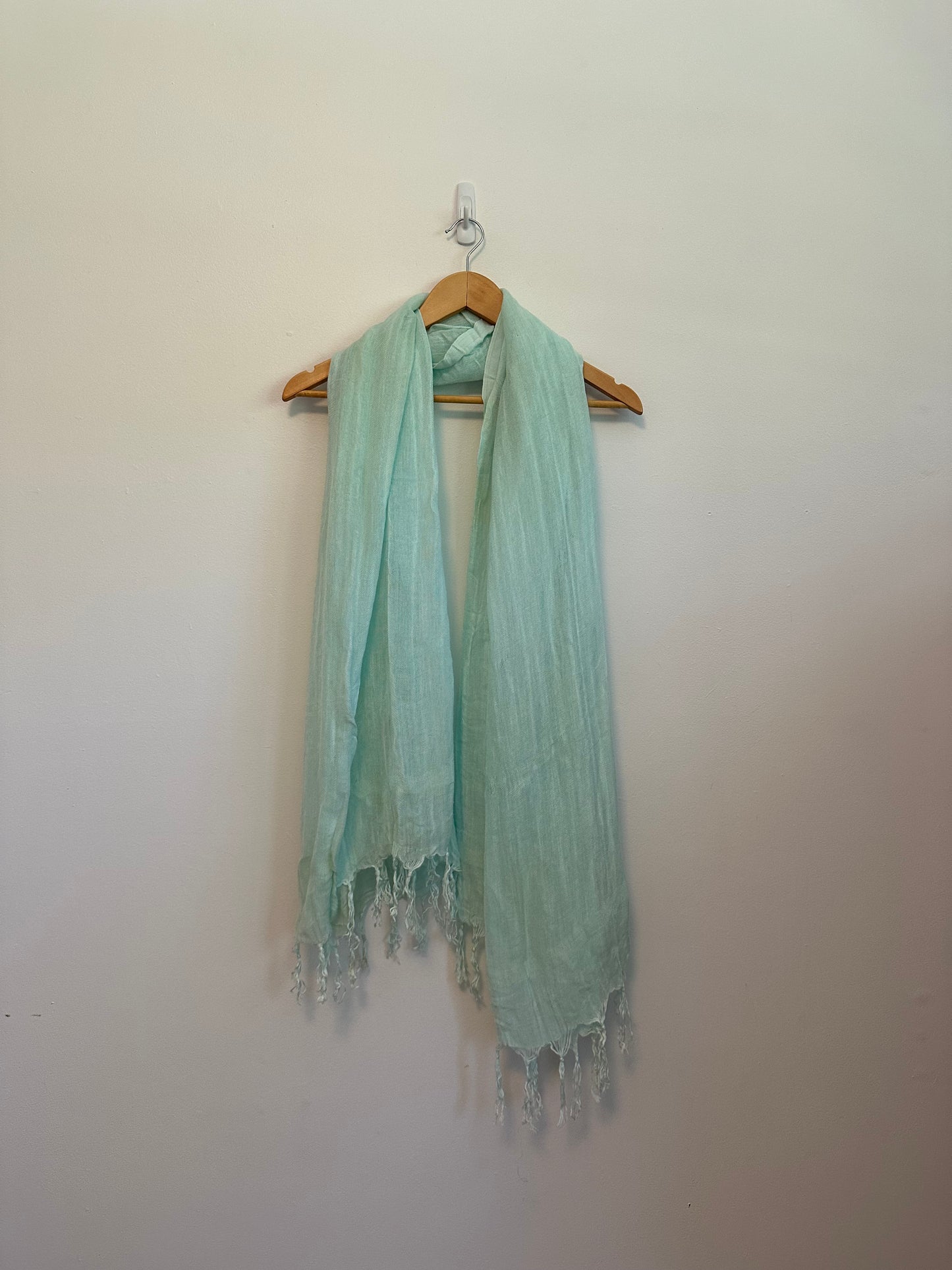 Love Quotes Mint Green Linen Blend Lightweight Fringe Scarf Wrap