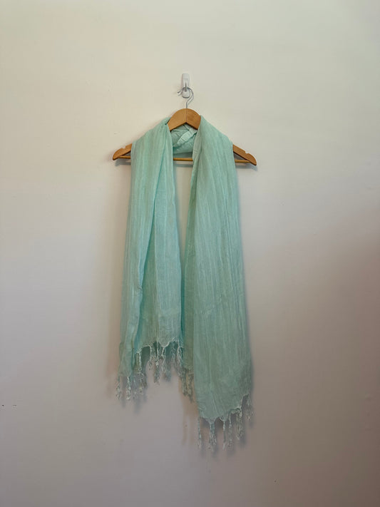 Love Quotes Mint Green Linen Blend Lightweight Fringe Scarf Wrap