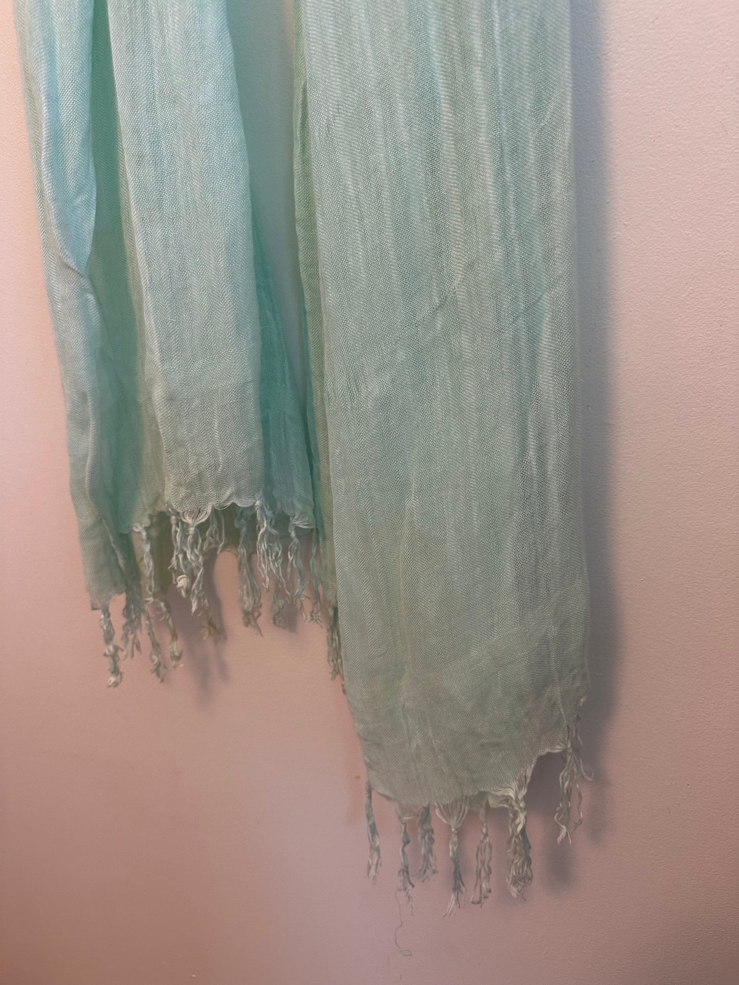 Love Quotes Mint Green Linen Blend Lightweight Fringe Scarf Wrap