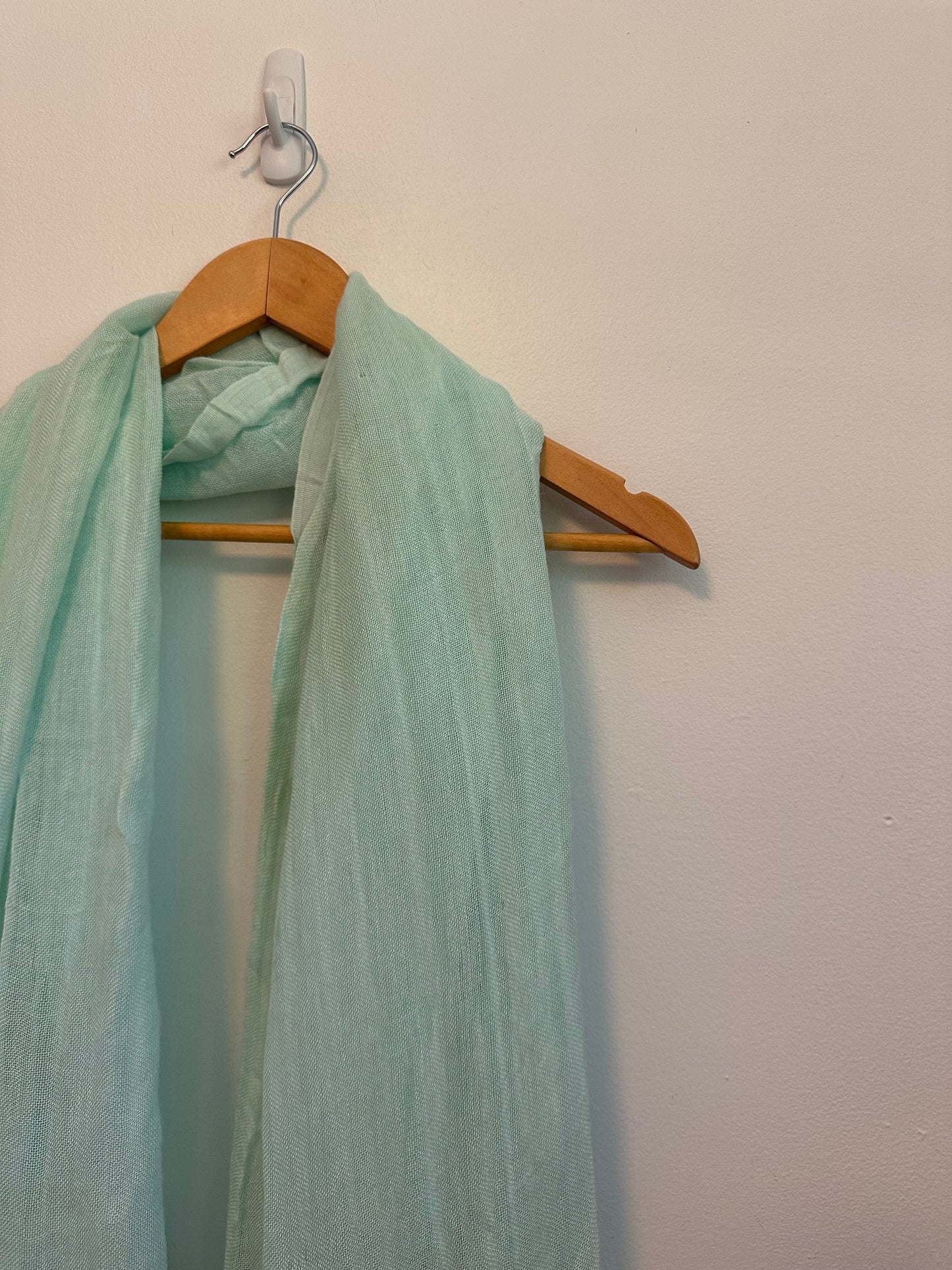 Love Quotes Mint Green Linen Blend Lightweight Fringe Scarf Wrap