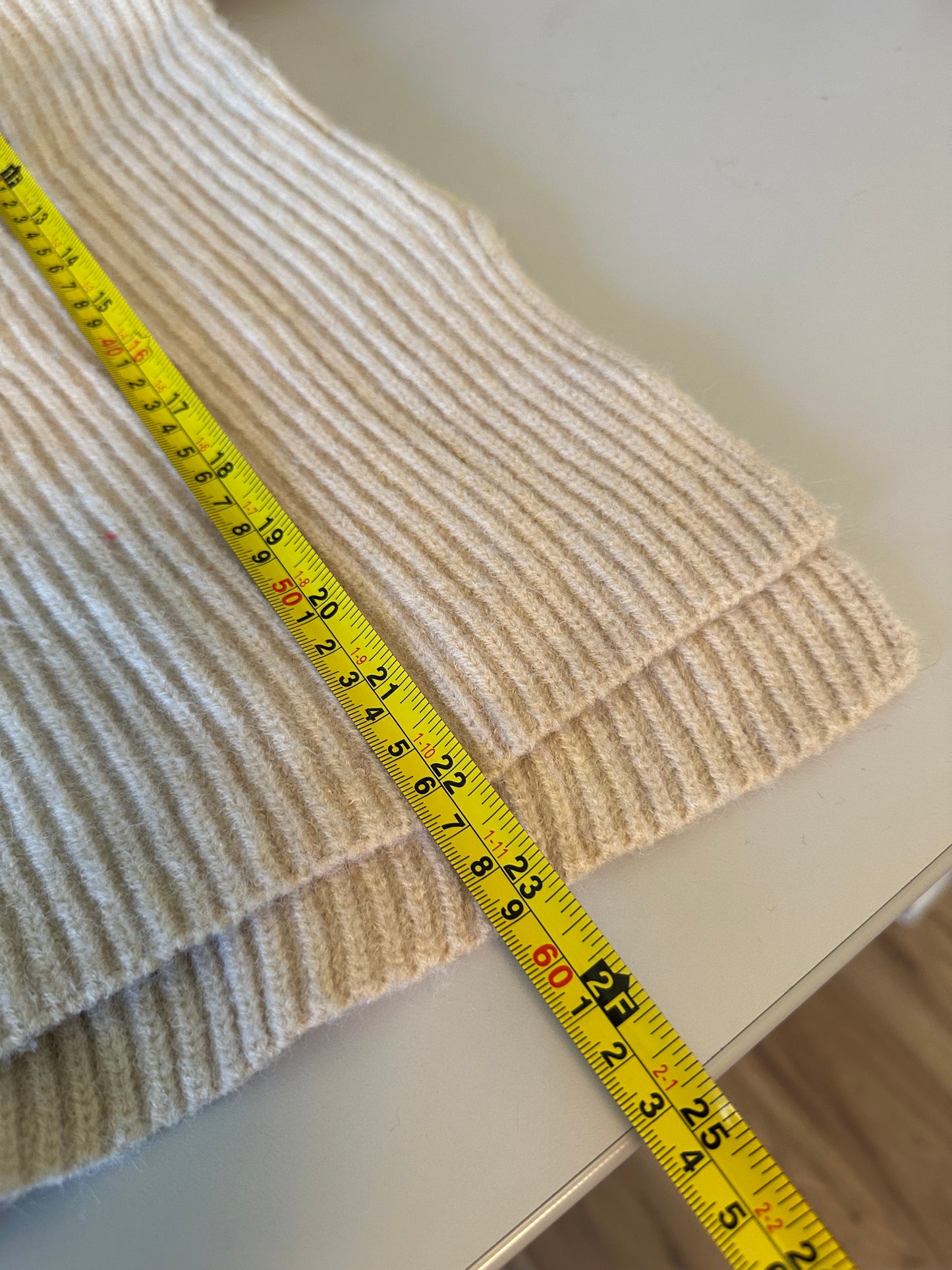 Bluivy Beige Oatmeal Ribbed Mock Neck Oversized Sweater | Size S/M