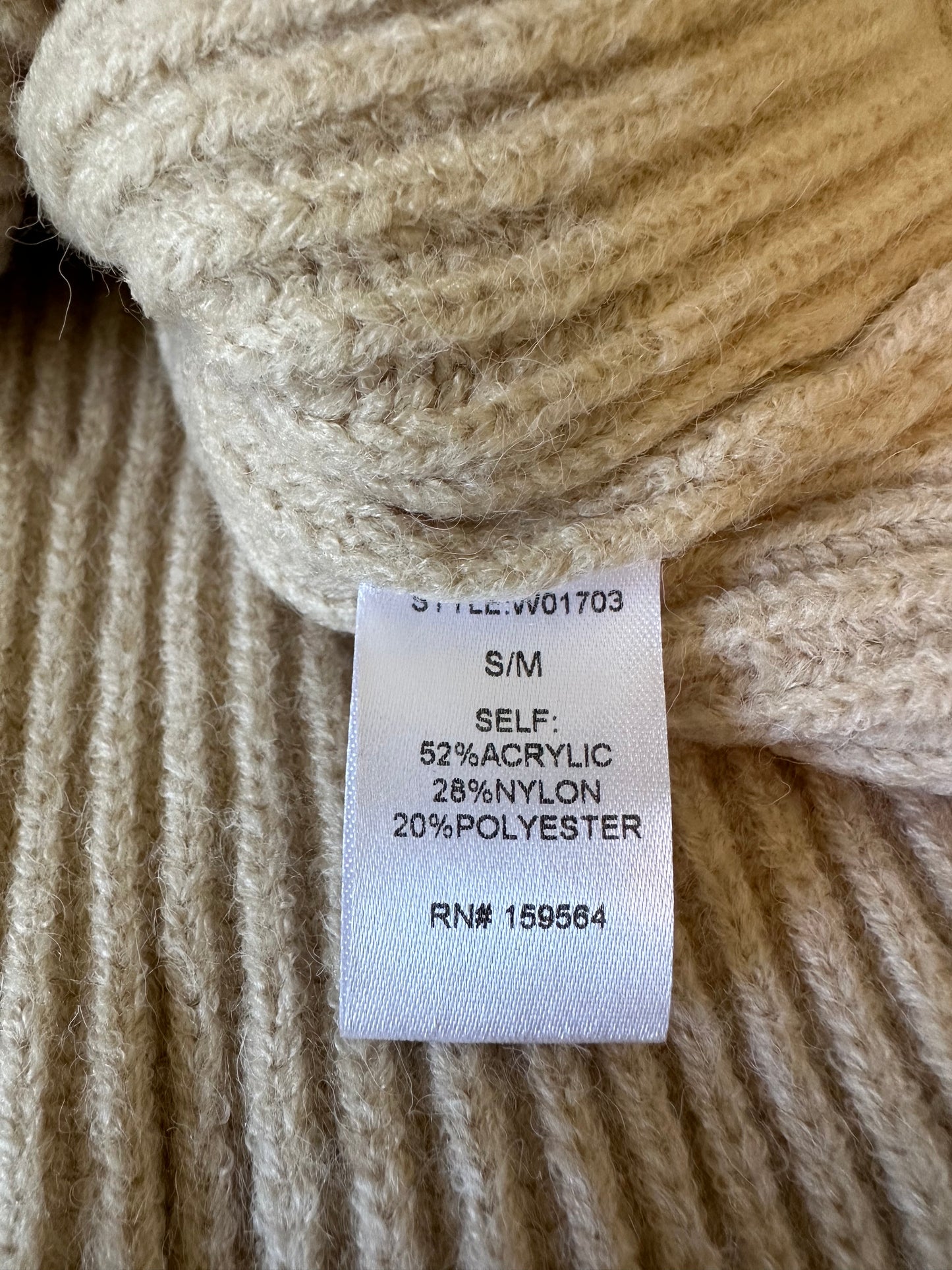 Bluivy Beige Oatmeal Ribbed Mock Neck Oversized Sweater | Size S/M
