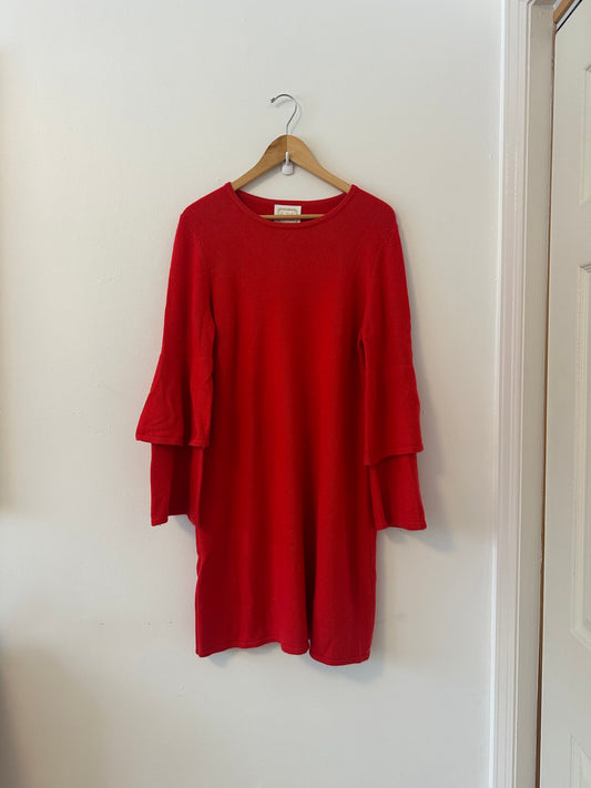 NWT Sail to Sable Red Bell Sleeve Sweater Dress | Size Large