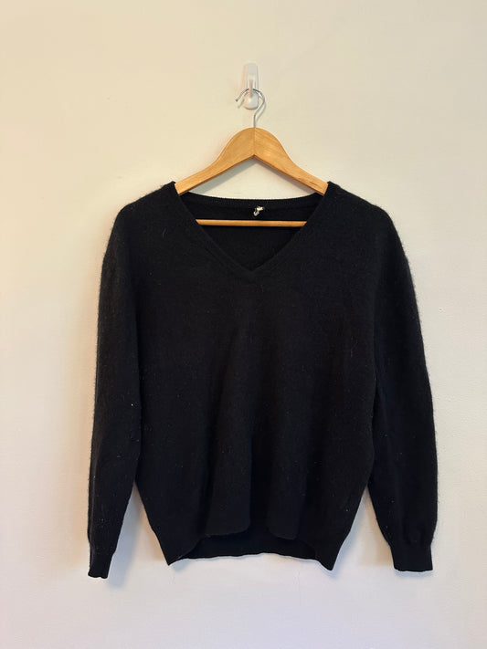 J. Crew Black 100% Cashmere V-Neck Knit Sweater | Size Small
