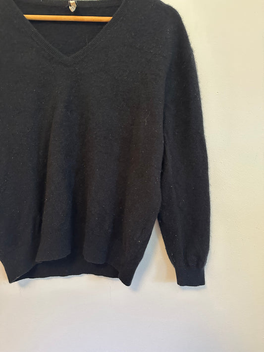 J. Crew Black 100% Cashmere V-Neck Knit Sweater | Size Small