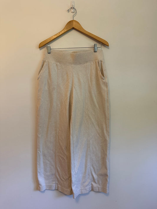 Pact Organic Cotton Wide Leg Crop Pants in Oatmeal Heather | Size Medium