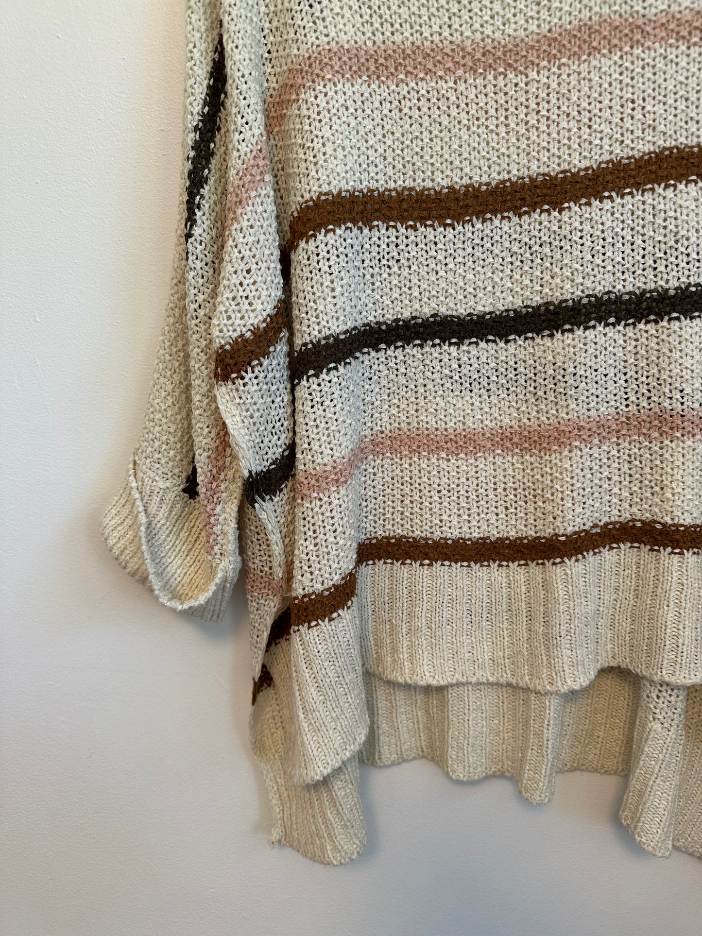 Lavender J Oversized Striped Beach Sweater in Cream, Pink, and Brown