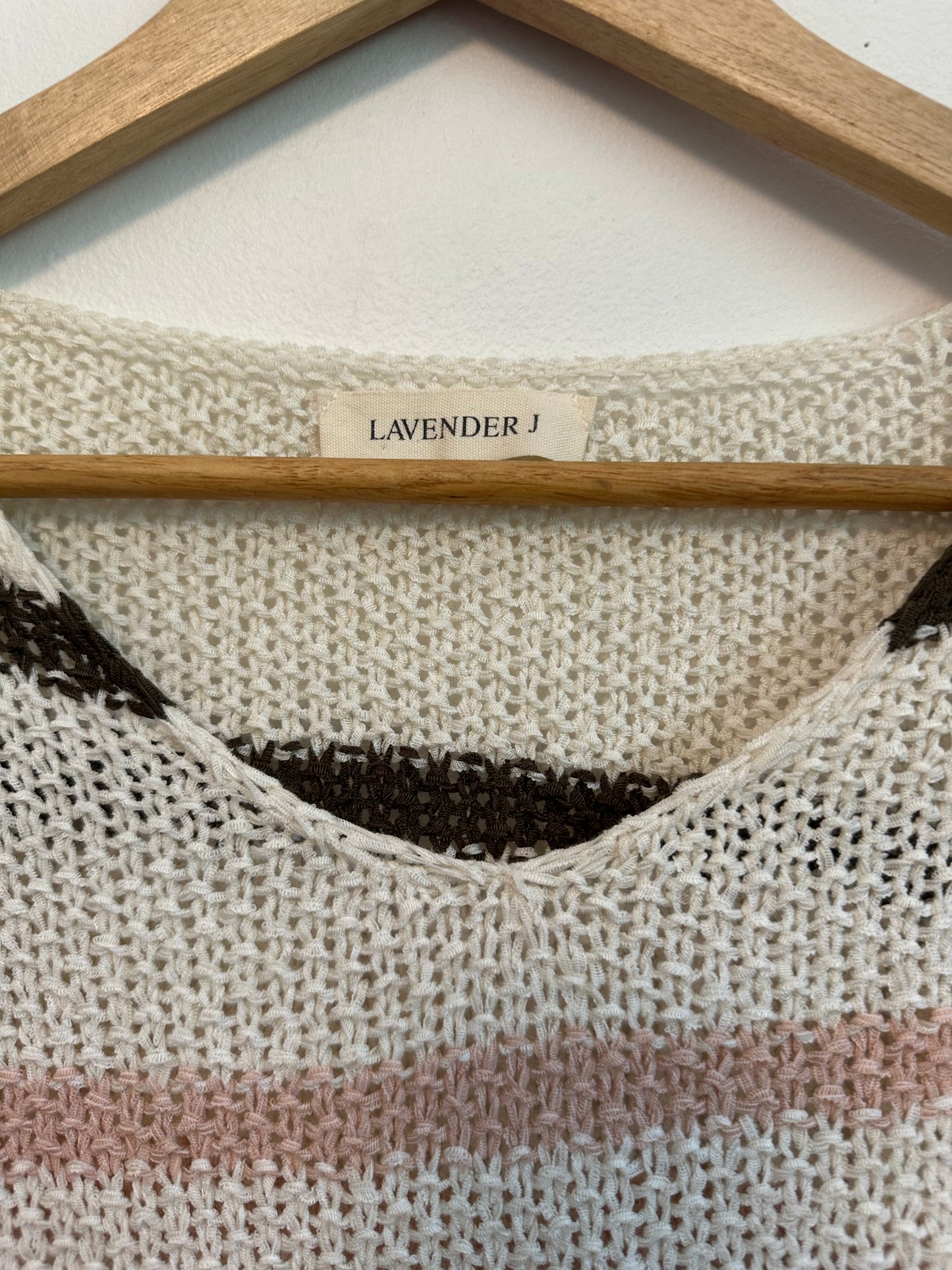 Lavender J Oversized Striped Beach Sweater in Cream, Pink, and Brown