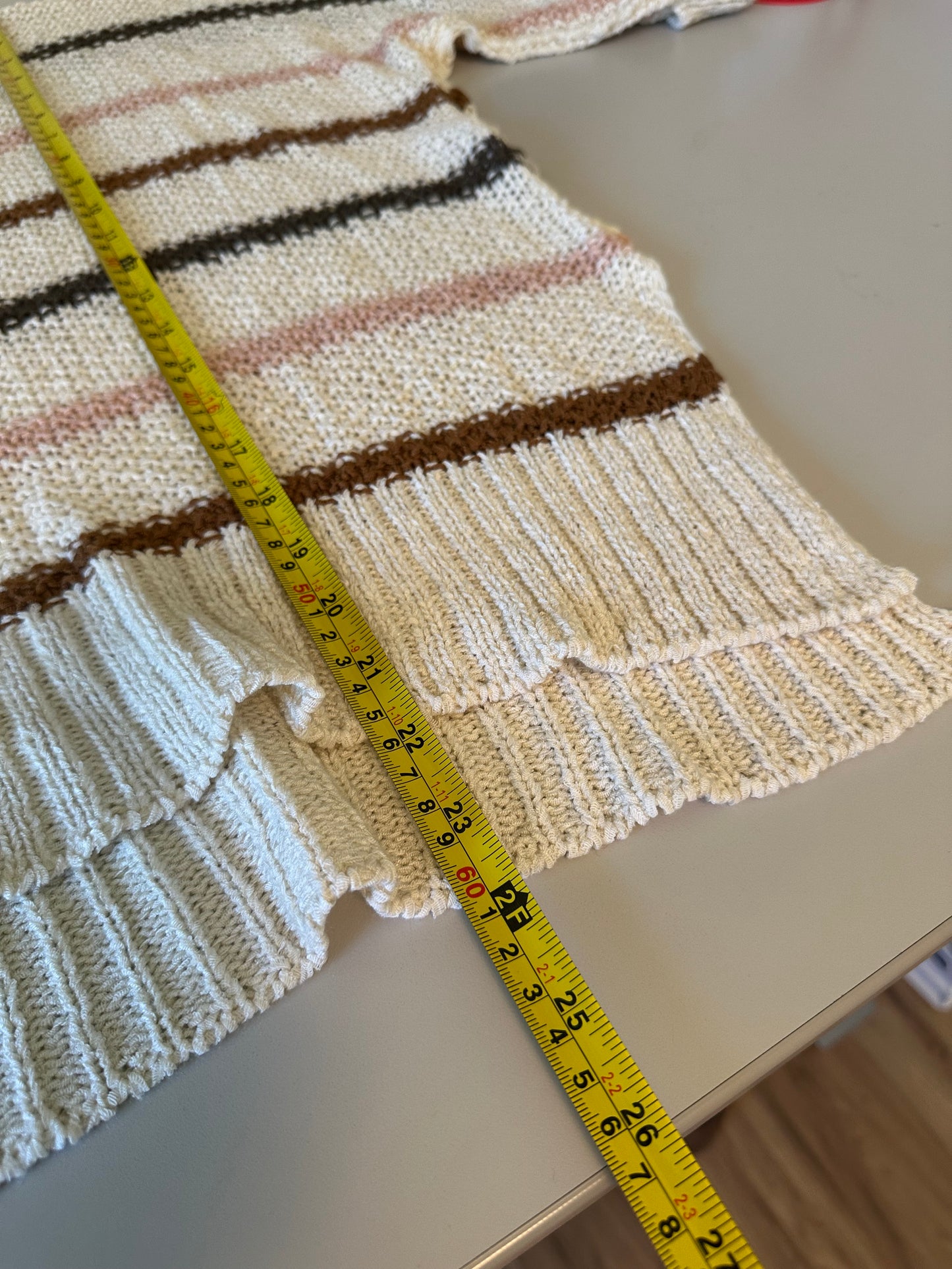 Lavender J Oversized Striped Beach Sweater in Cream, Pink, and Brown