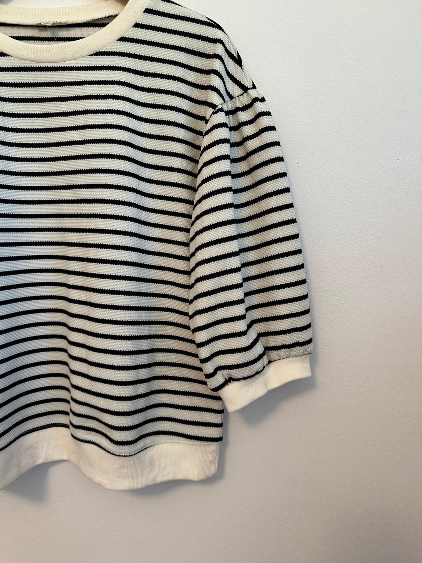 Jodifl Striped Puff Sleeve Knit Top | Size Medium