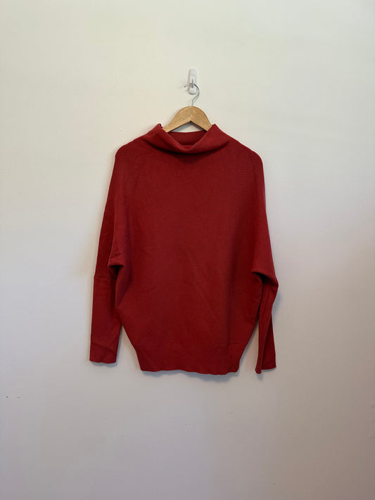 Blue Ivy Burnt Orange Oversized Ribbed Turtleneck Pullover | Size S/M