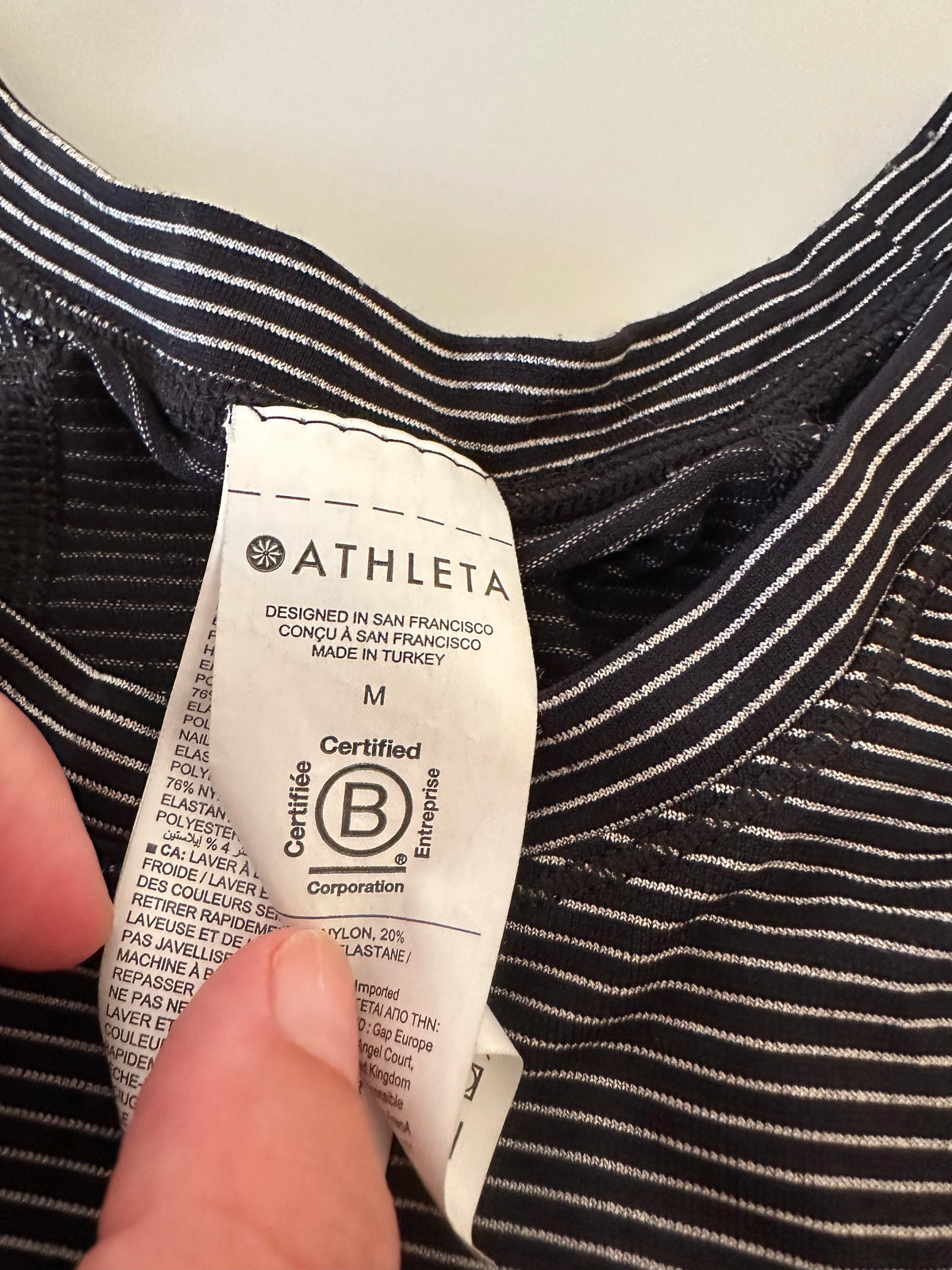 Athleta Momentum Seamless Short Sleeve Striped Running Top | Size Medium
