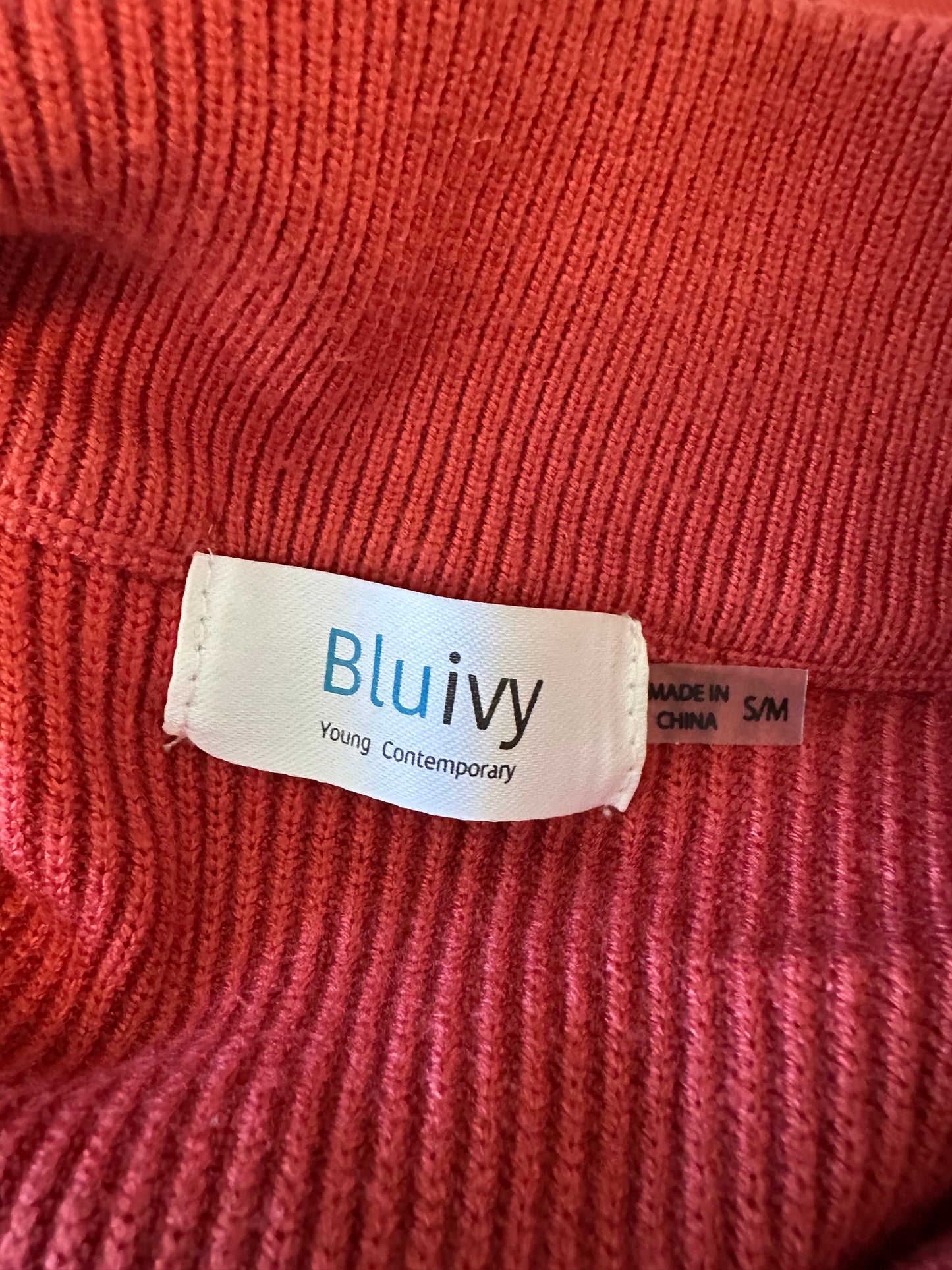 Blue Ivy Burnt Orange Oversized Ribbed Turtleneck Pullover | Size S/M