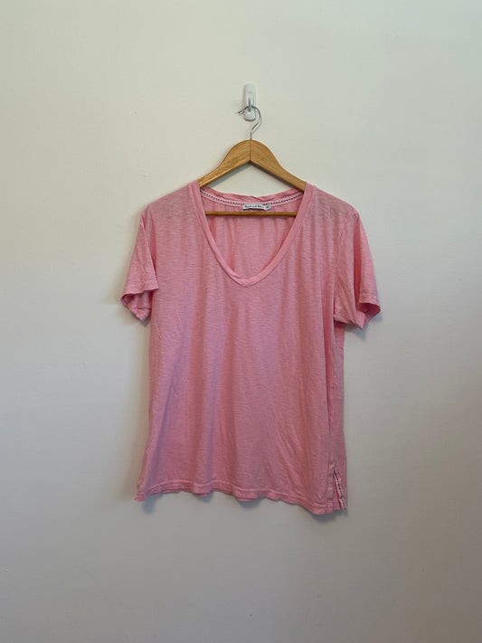 Michael Stars Pink Supima Cotton Short Sleeve V-Neck T-Shirt