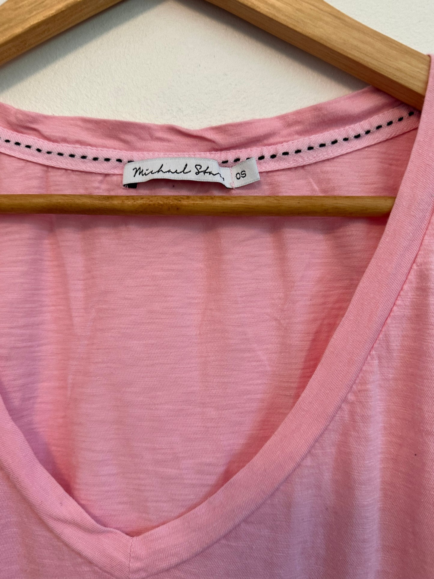 Michael Stars Pink Supima Cotton Short Sleeve V-Neck T-Shirt