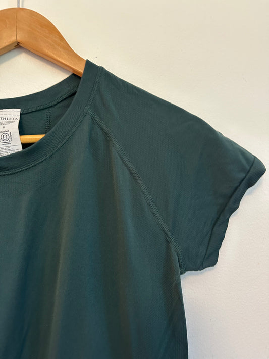 Athleta Momentum Seamless Short Sleeve Tee in Forest Green | Size Medium