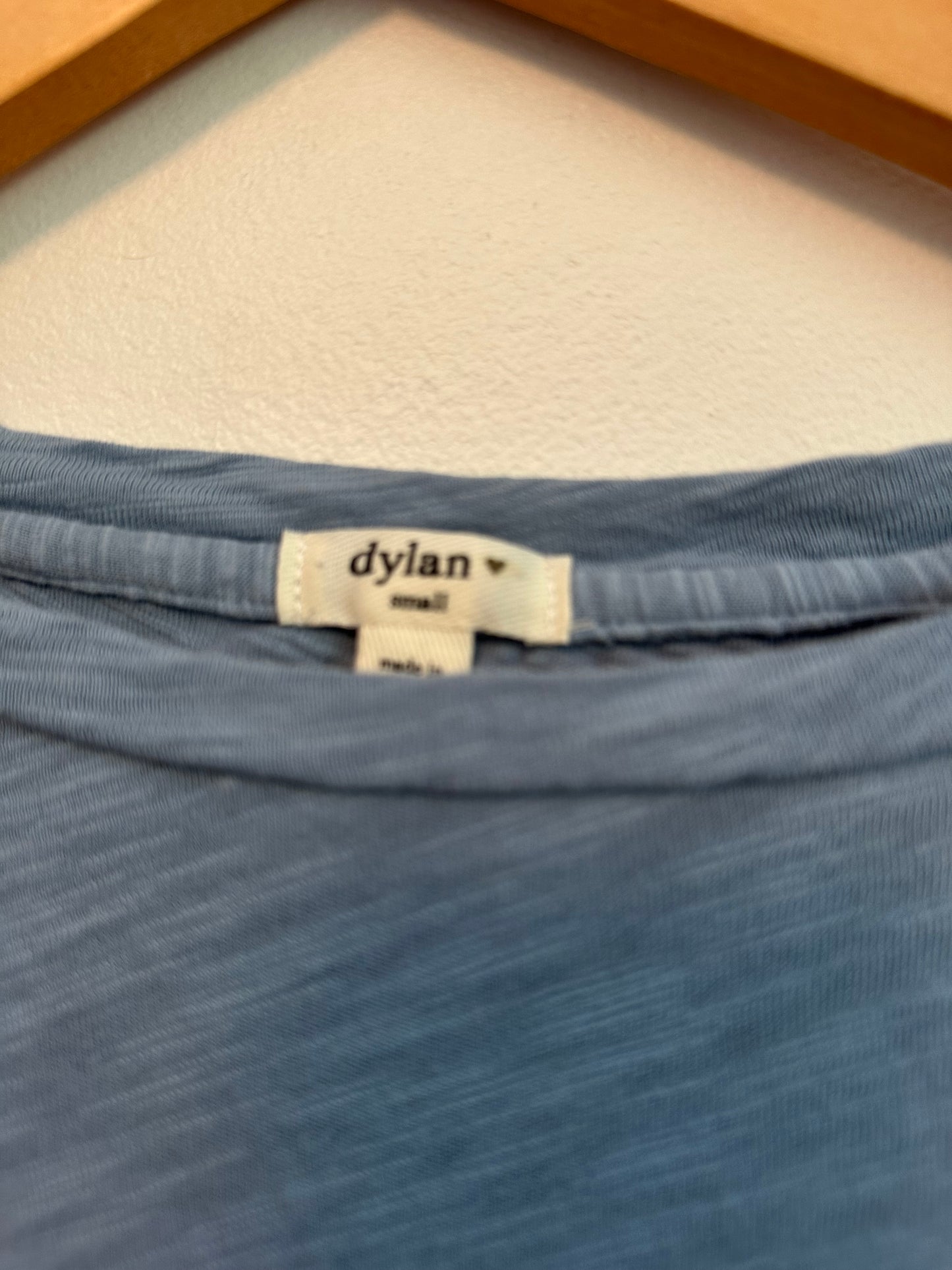 Dylan Cotton Slub T-Shirt with Gauze Balloon Sleeves in Blue | Size Small