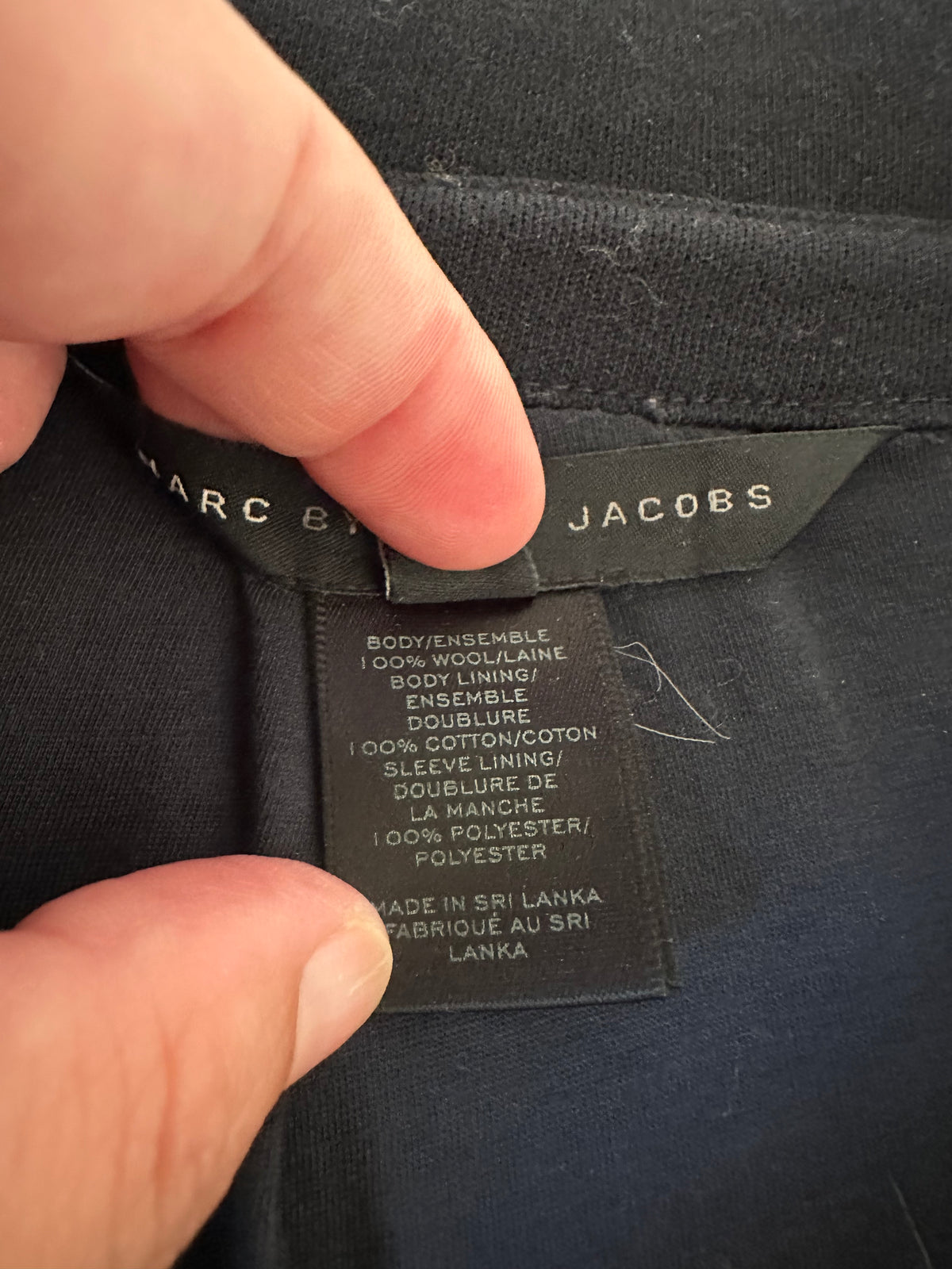 Marc by Marc Jacobs Navy Blue Wool Puff Shoulder Belted Jacket | Size Medium