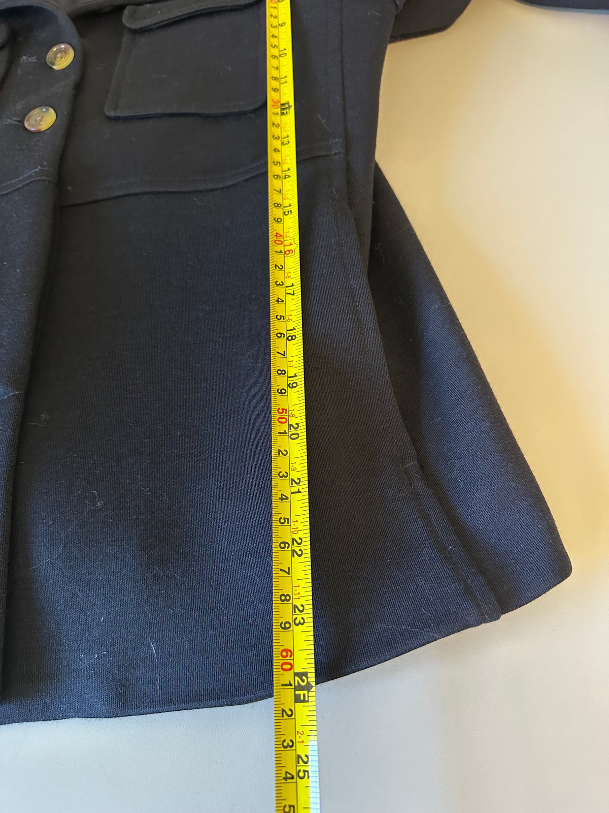 Marc by Marc Jacobs Navy Blue Wool Puff Shoulder Belted Jacket | Size Medium