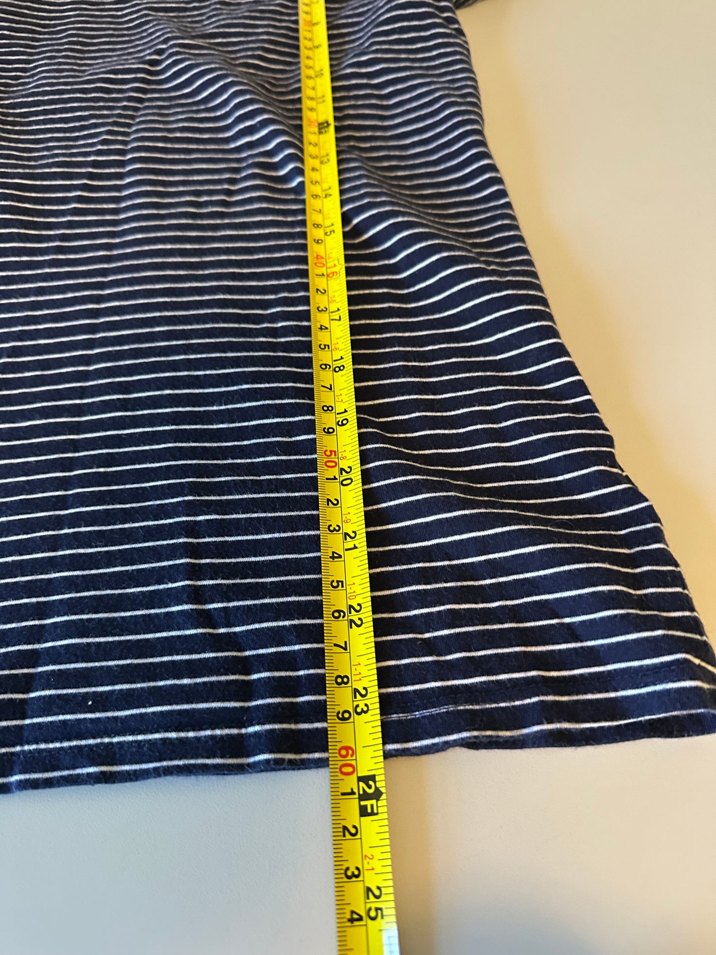 Gap Navy Blue and White Striped Short Sleeve Cotton Crew Neck T-Shirt | Size Small