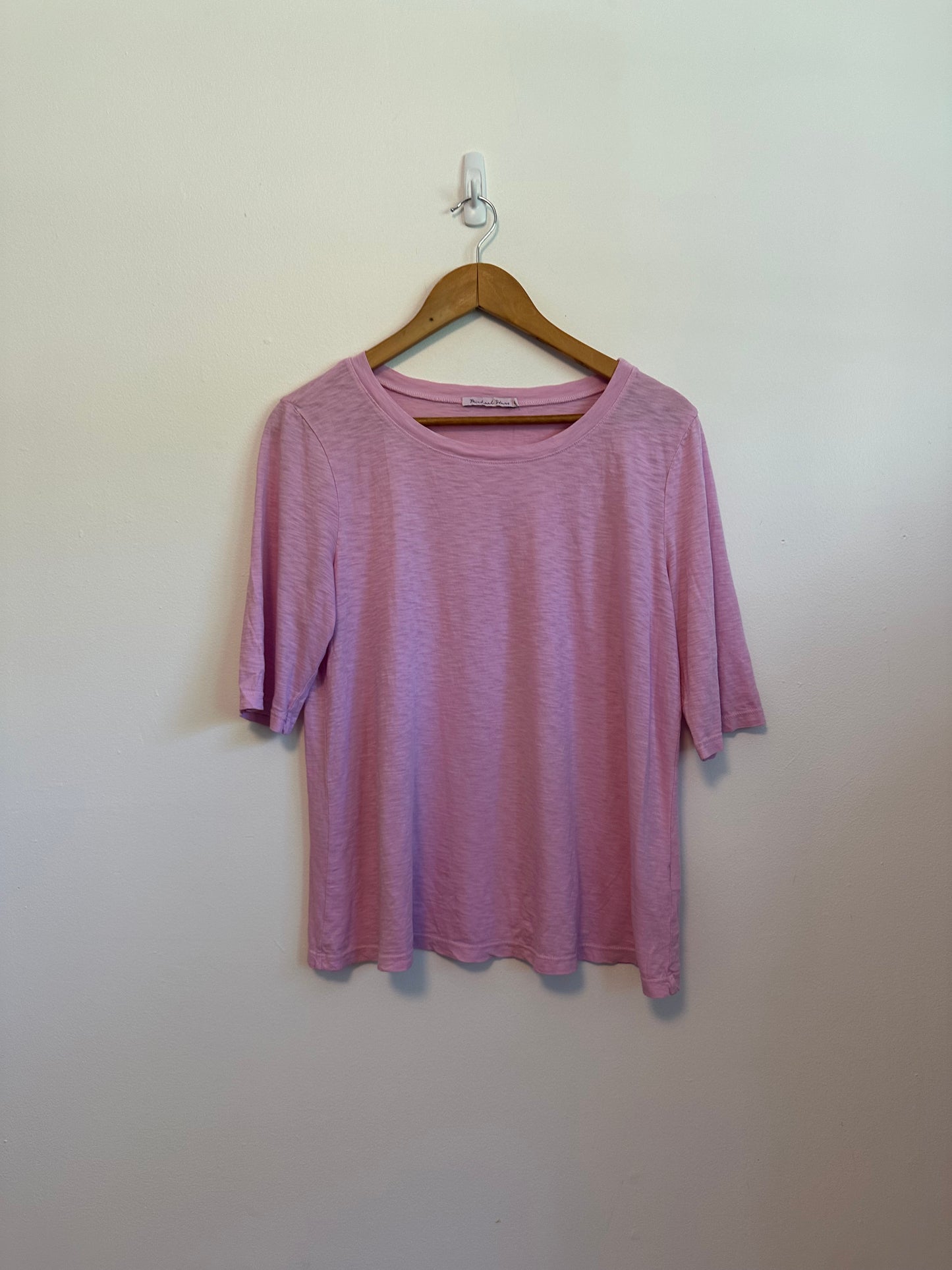 Michael Stars Pink 100% Supima Cotton Slub Crew Neck Short Sleeve T-Shirt | OS