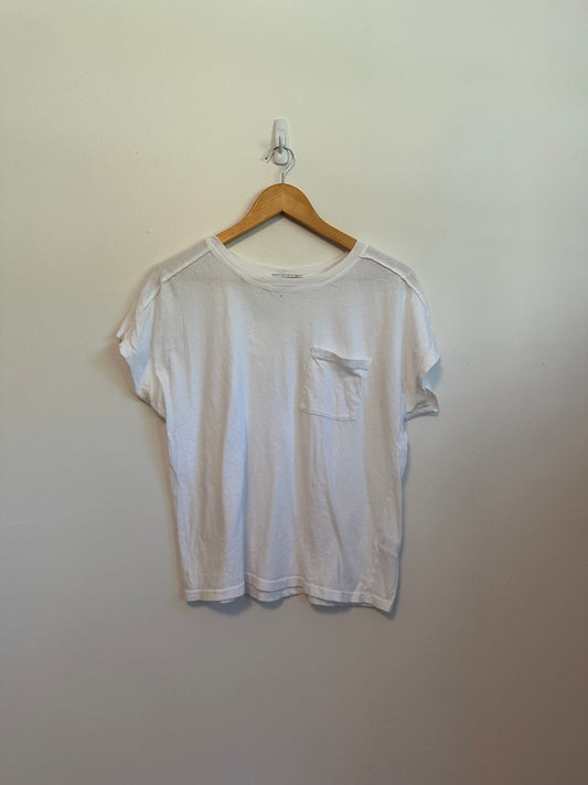 Michael Stars White Cotton Short Sleeve Pocket T-Shirt | Size Medium