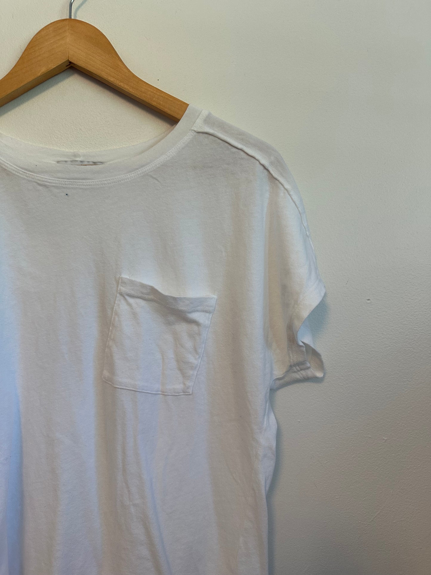 Michael Stars White Cotton Short Sleeve Pocket T-Shirt | Size Medium