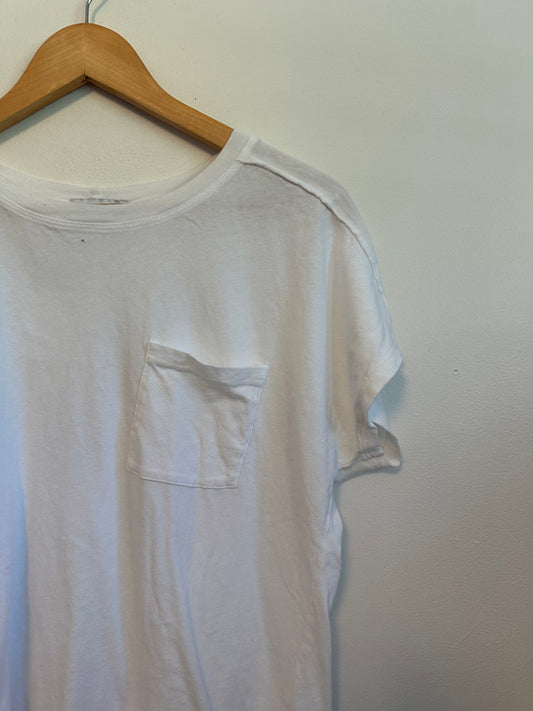 Michael Stars White Cotton Short Sleeve Pocket T-Shirt | Size Medium