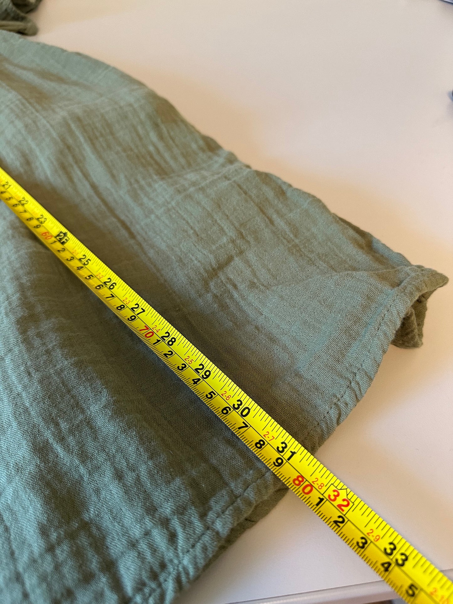Old Navy Olive Green Cotton Gauze Ruffle Neck Shift Dress | Size Small
