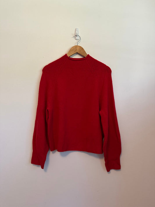 J.Crew Red Mock Neck Merino Wool Alpaca Blend Raglan Sweater | Size Small