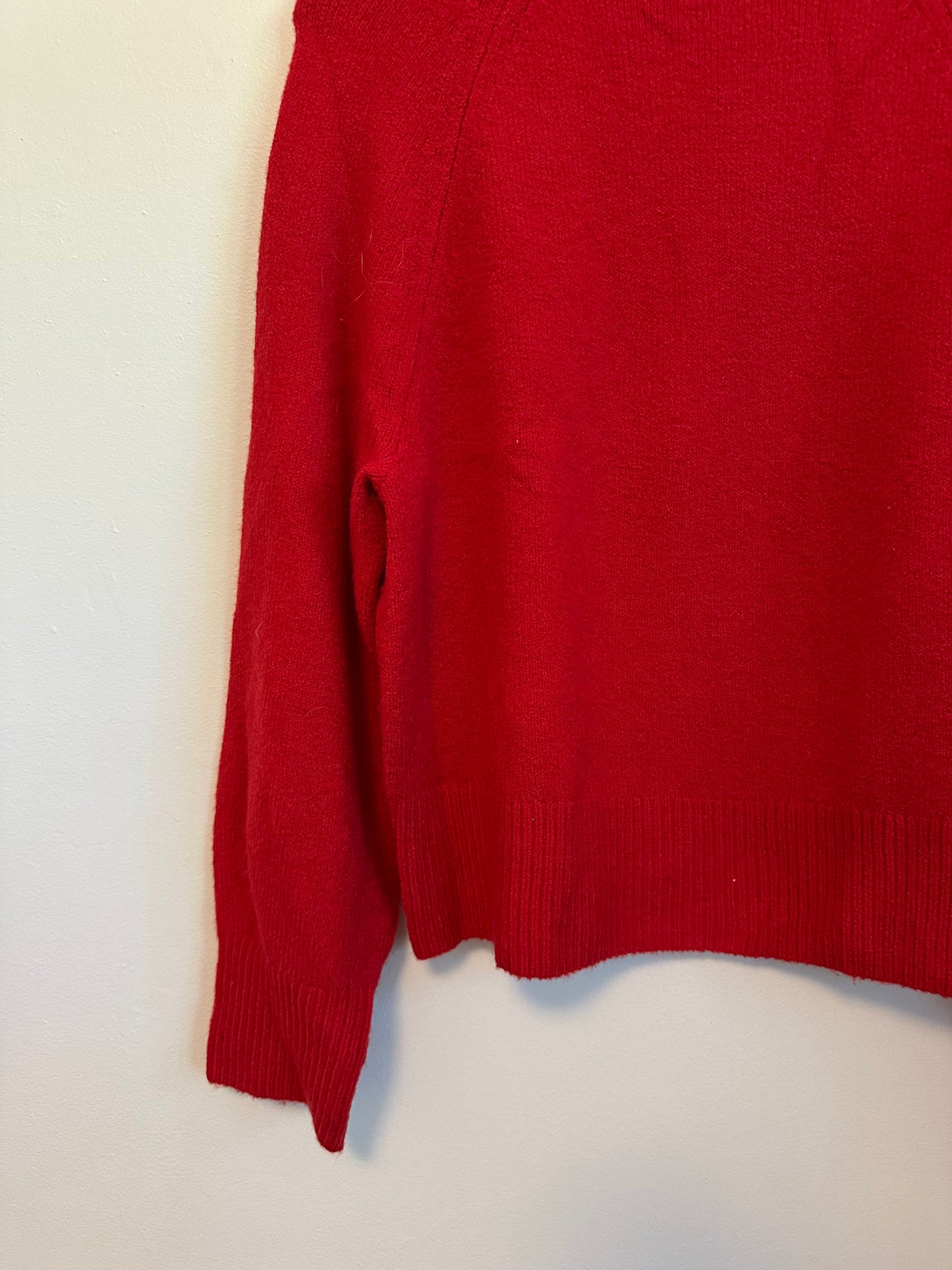 J.Crew Red Mock Neck Merino Wool Alpaca Blend Raglan Sweater | Size Small