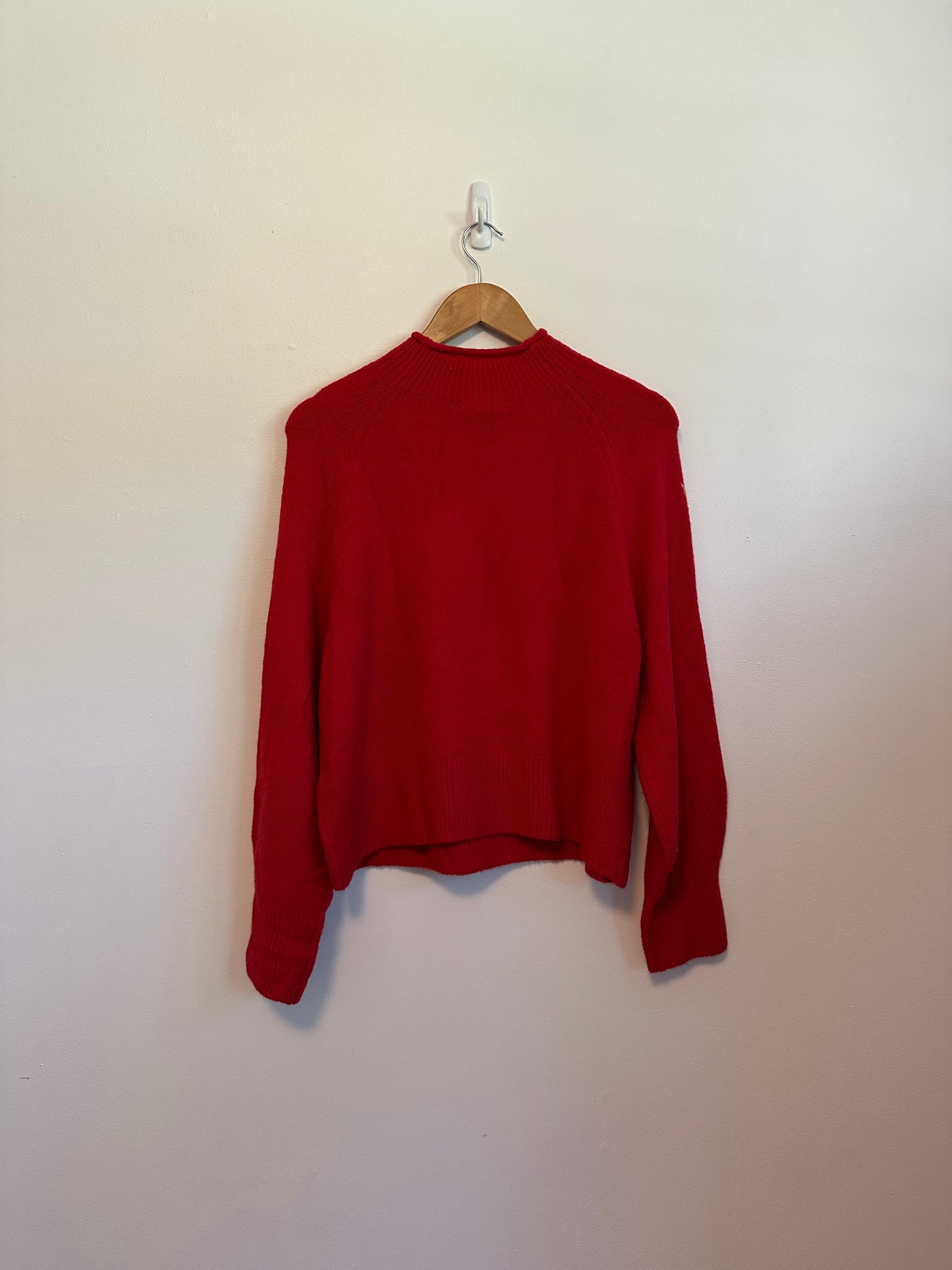 J.Crew Red Mock Neck Merino Wool Alpaca Blend Raglan Sweater | Size Small