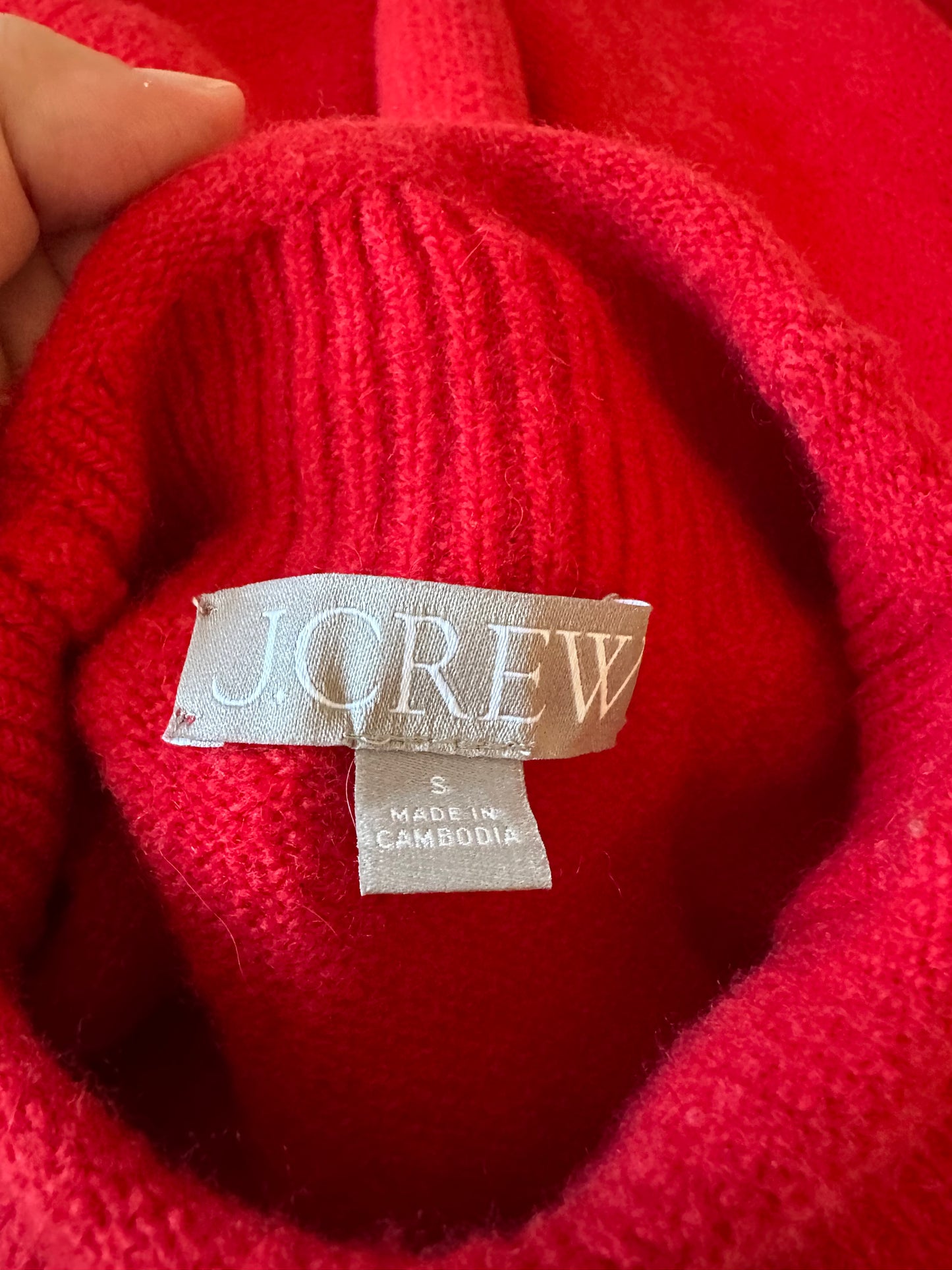J.Crew Red Mock Neck Merino Wool Alpaca Blend Raglan Sweater | Size Small