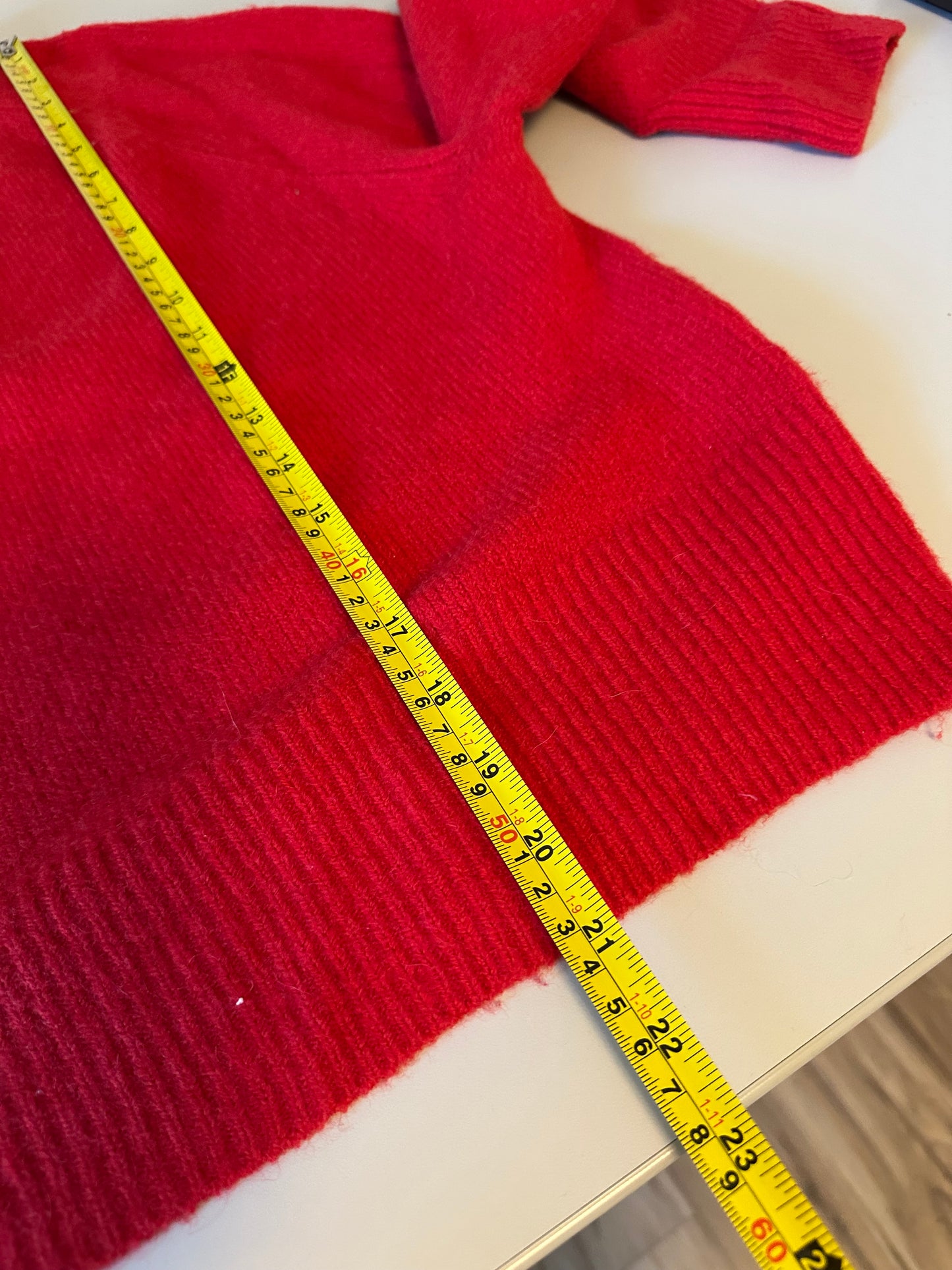 J.Crew Red Mock Neck Merino Wool Alpaca Blend Raglan Sweater | Size Small