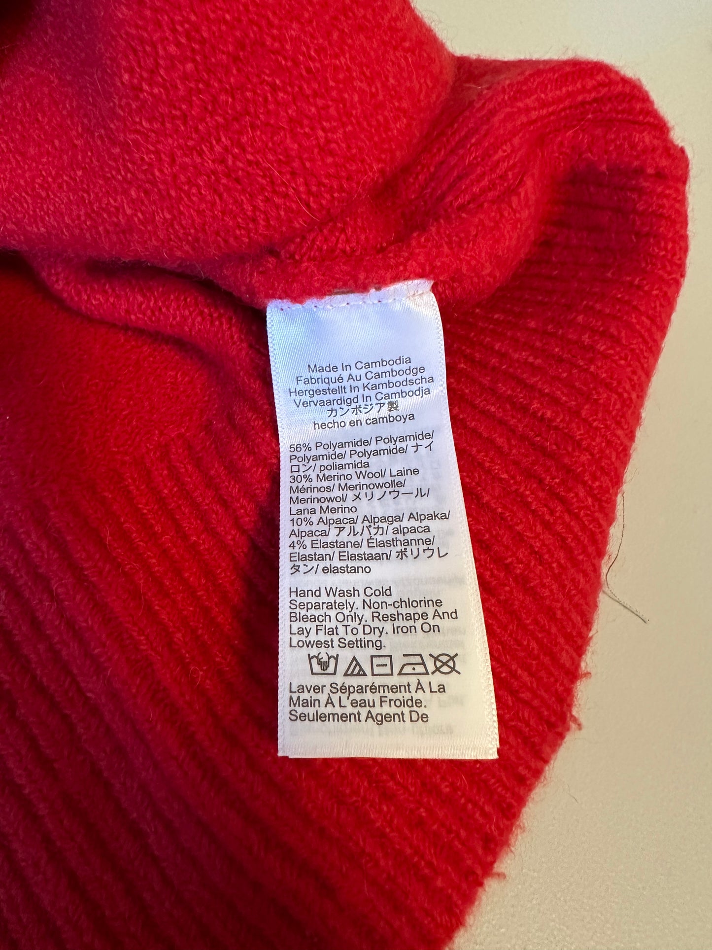 J.Crew Red Mock Neck Merino Wool Alpaca Blend Raglan Sweater | Size Small