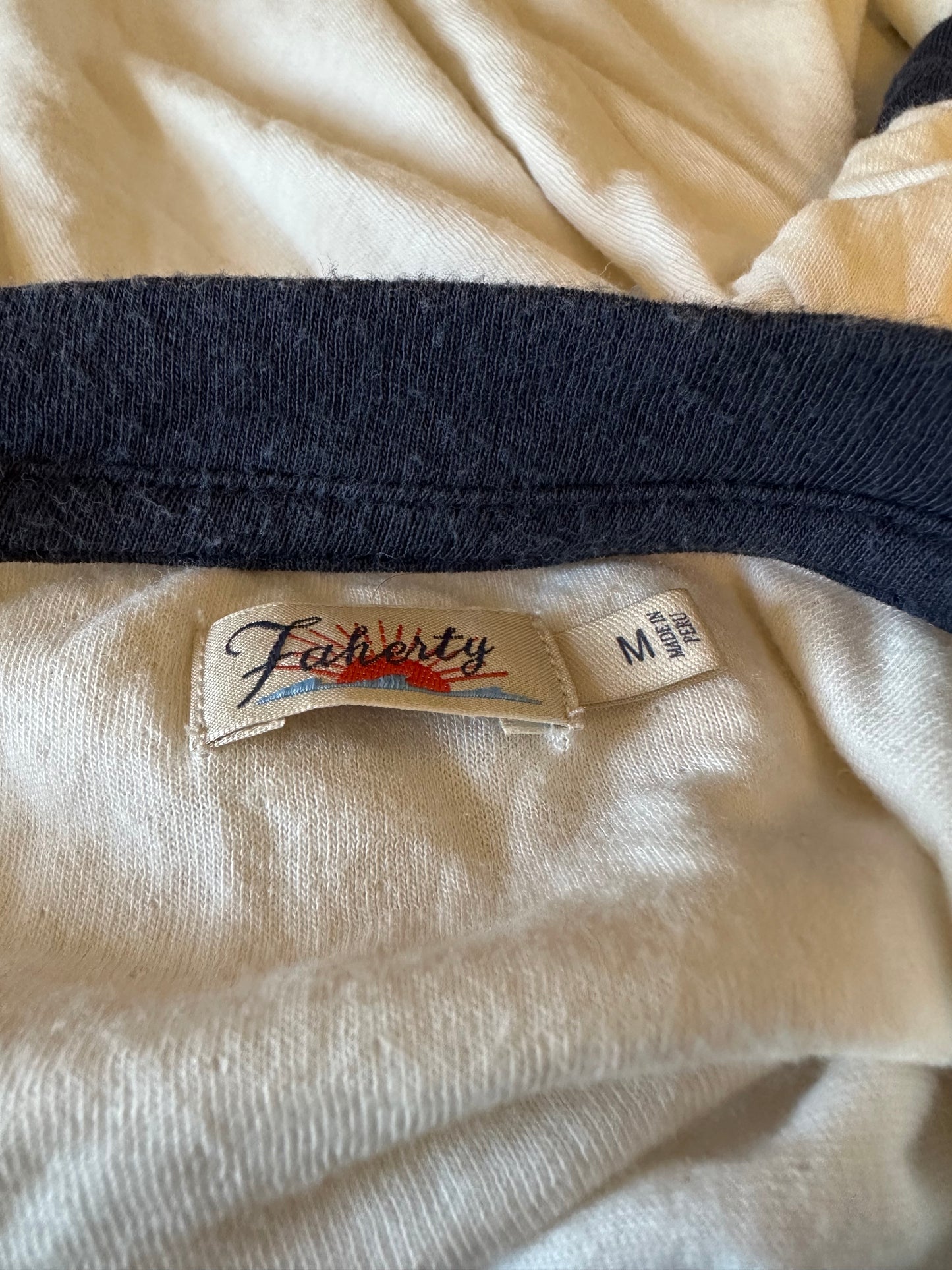 Faherty Sport Jersey Throwback Tee in Phantom Varsity | Size Medium