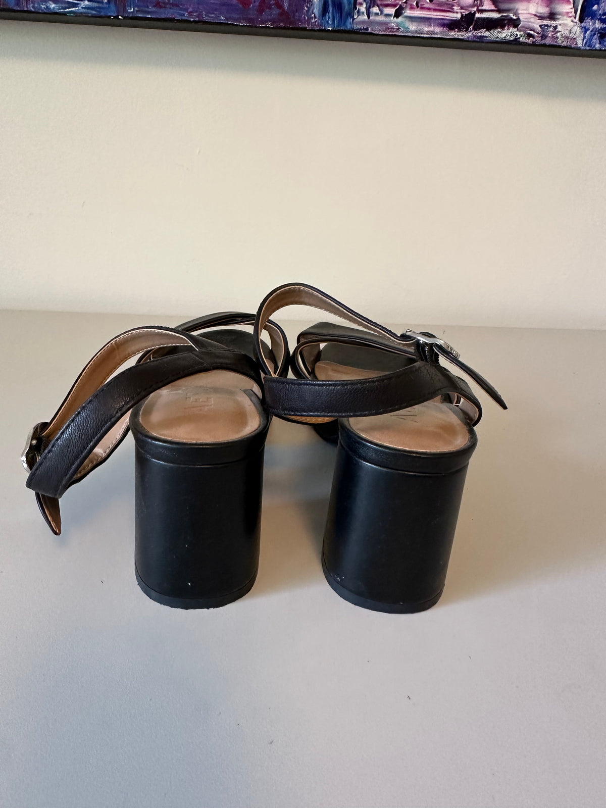 Aerosoles Black Platform Block Heel Sandals with Ankle Strap | Size 5.5