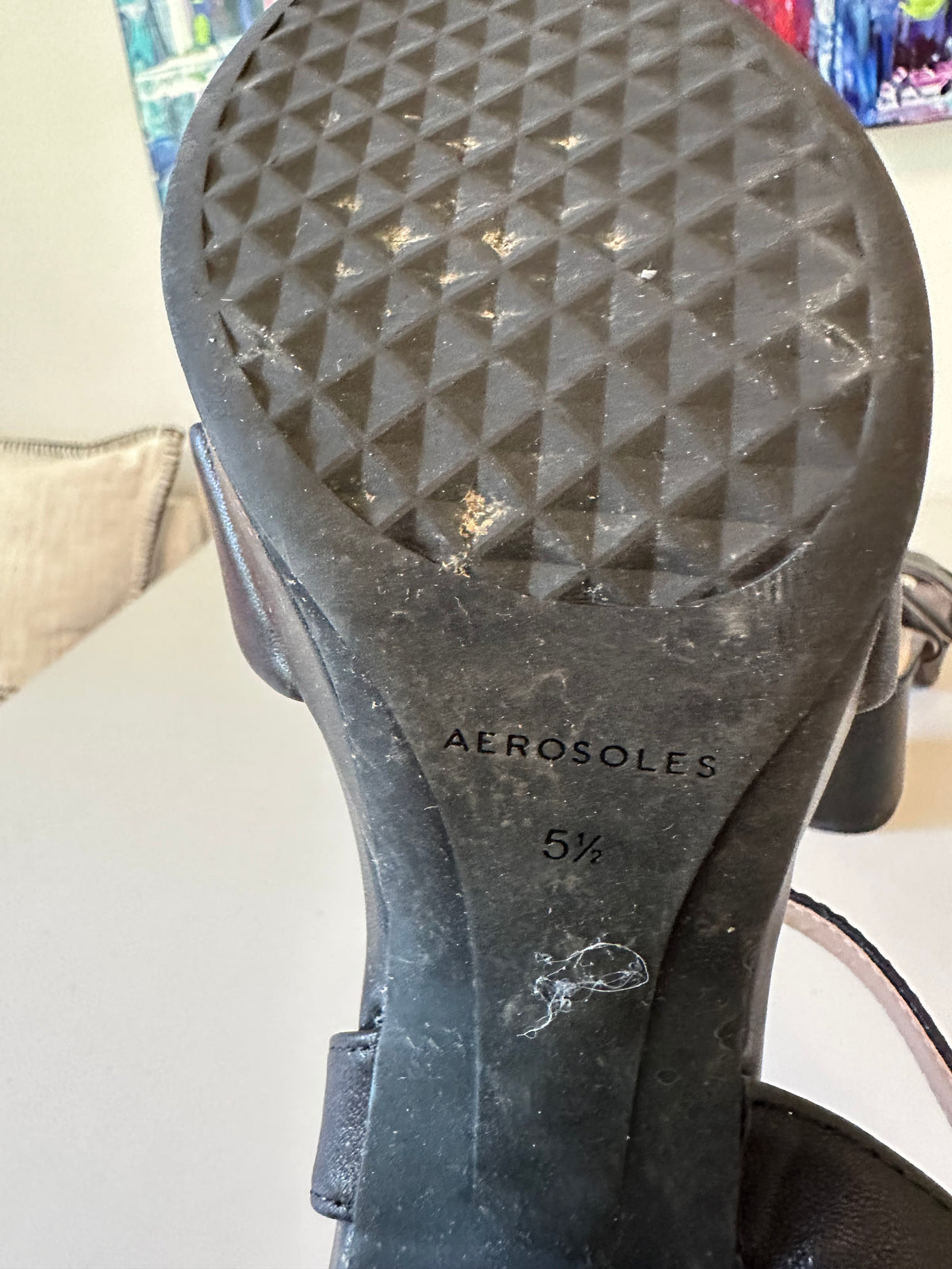 Aerosoles Black Platform Block Heel Sandals with Ankle Strap | Size 5.5