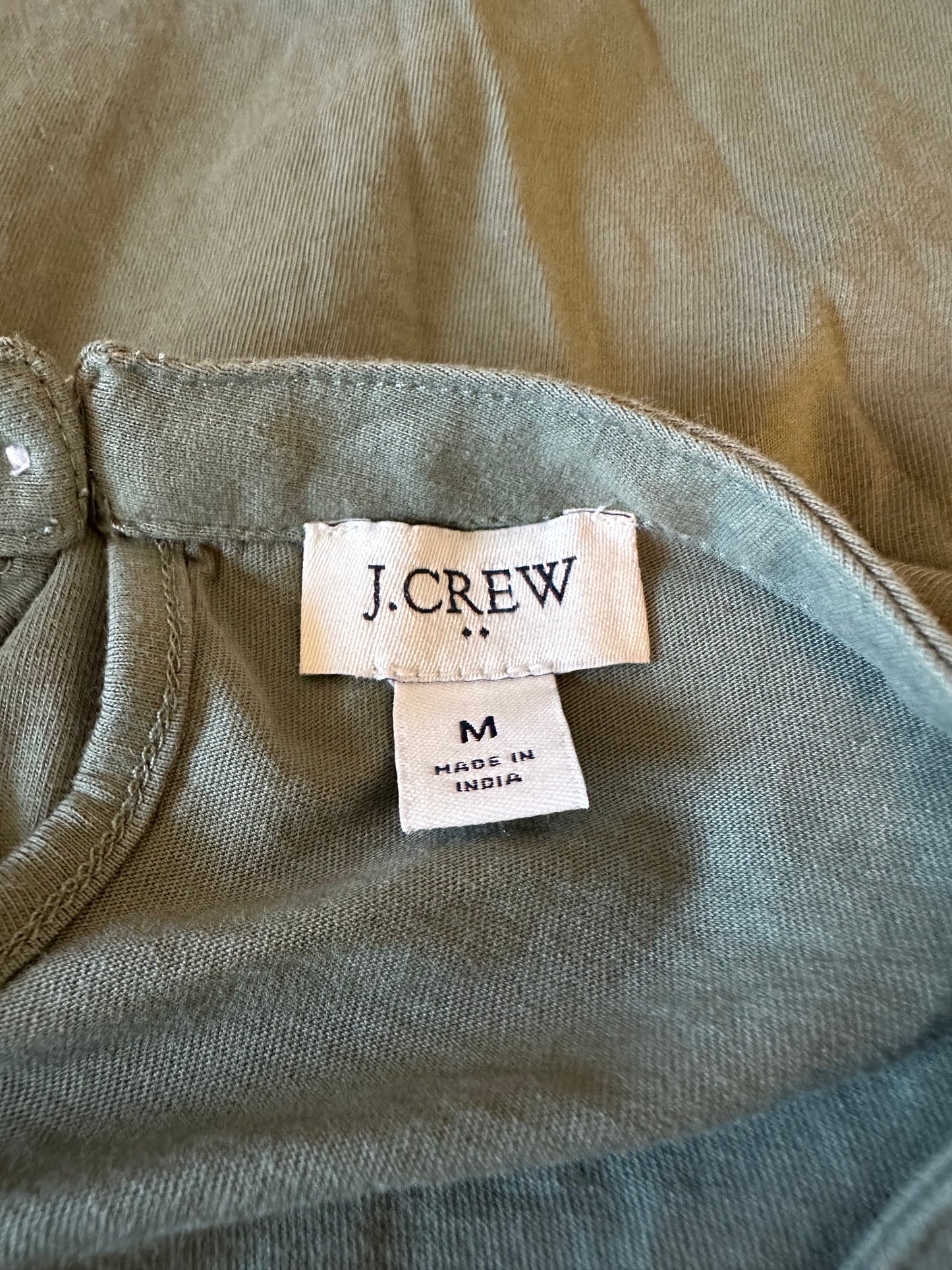 J. Crew Sage Green Eyelet Ruffle Long Sleeve Cotton Top Blouse | Size Medium