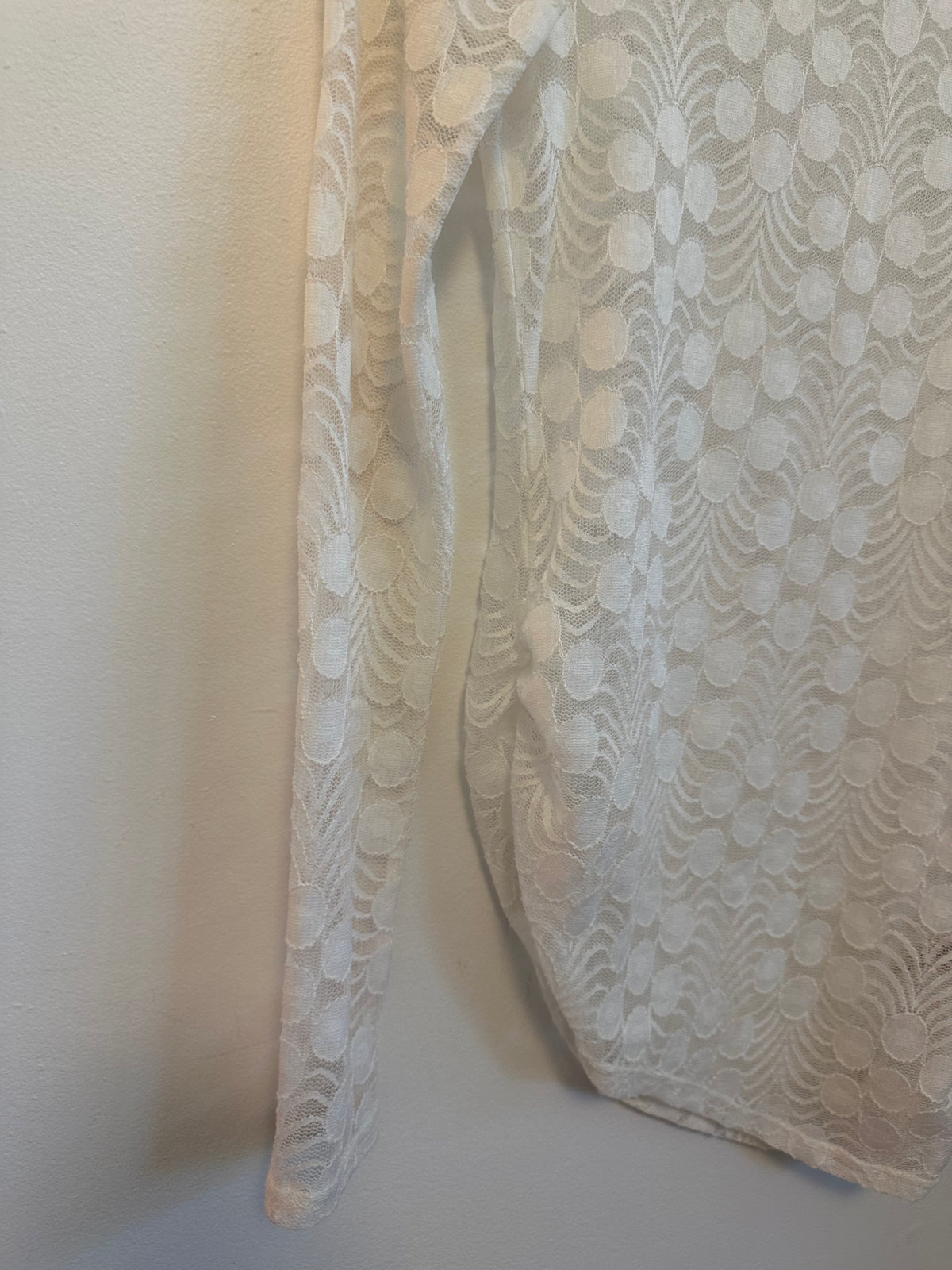 Meadow Rue x Anthropologie White Lace Long Sleeve Asymmetrical Top | Size XS