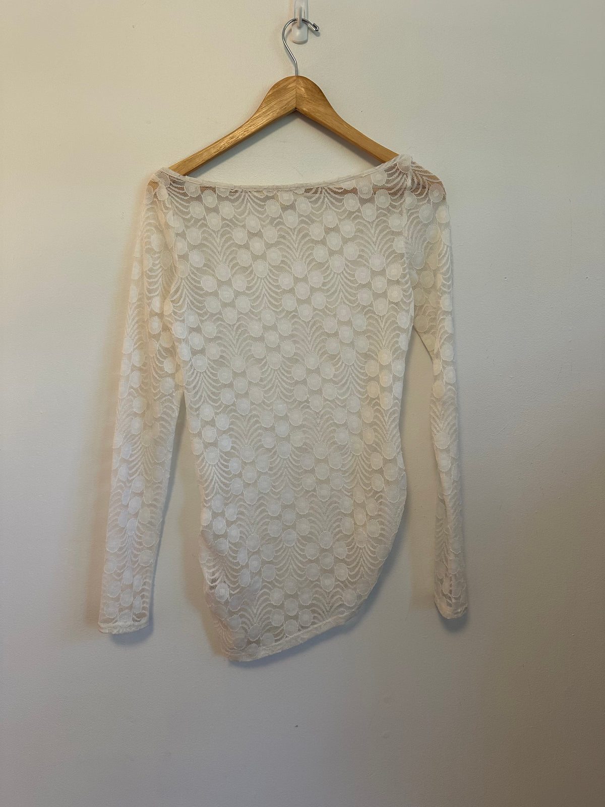 Meadow Rue x Anthropologie White Lace Long Sleeve Asymmetrical Top | Size XS